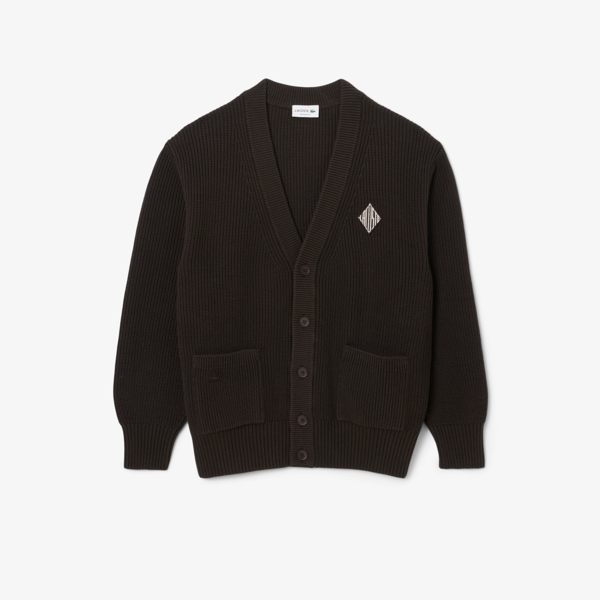 Erkek Relaxed Fit V Yaka Koyu Kahverengi Hırka