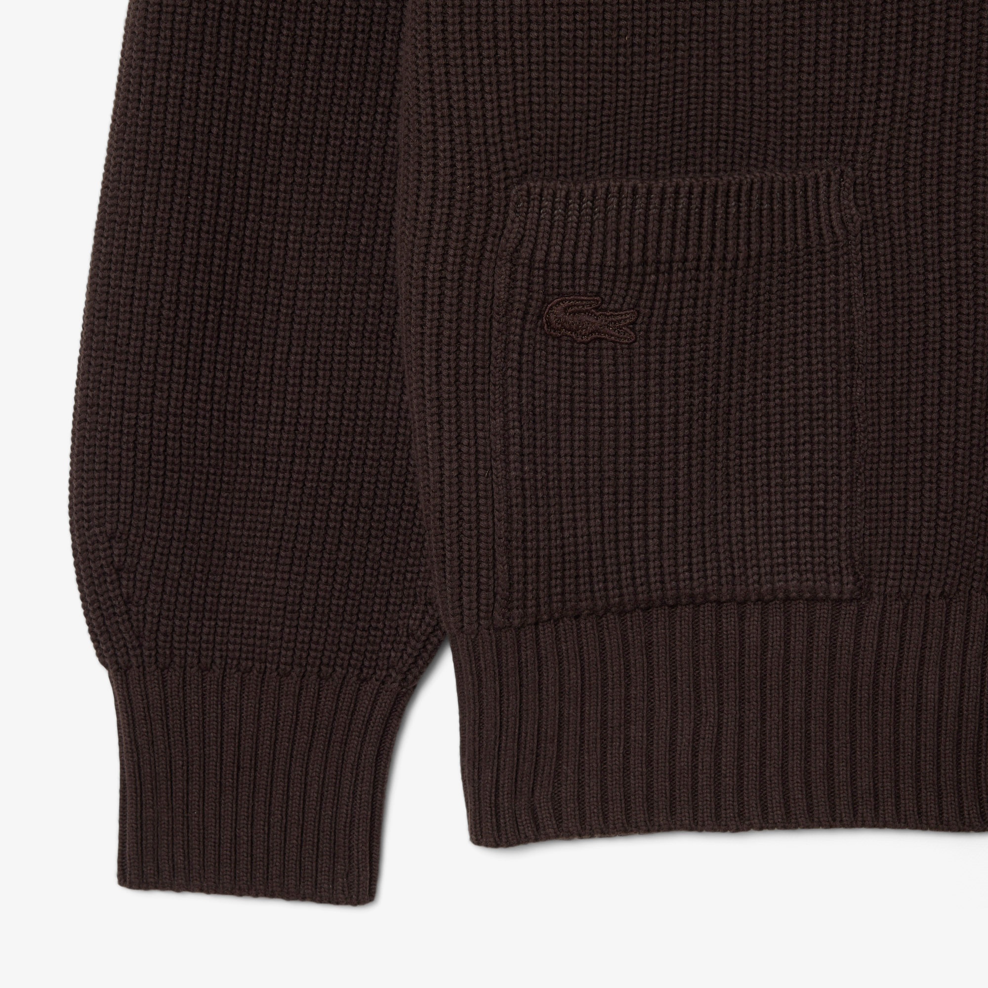 Erkek Relaxed Fit V Yaka Koyu Kahverengi Hırka