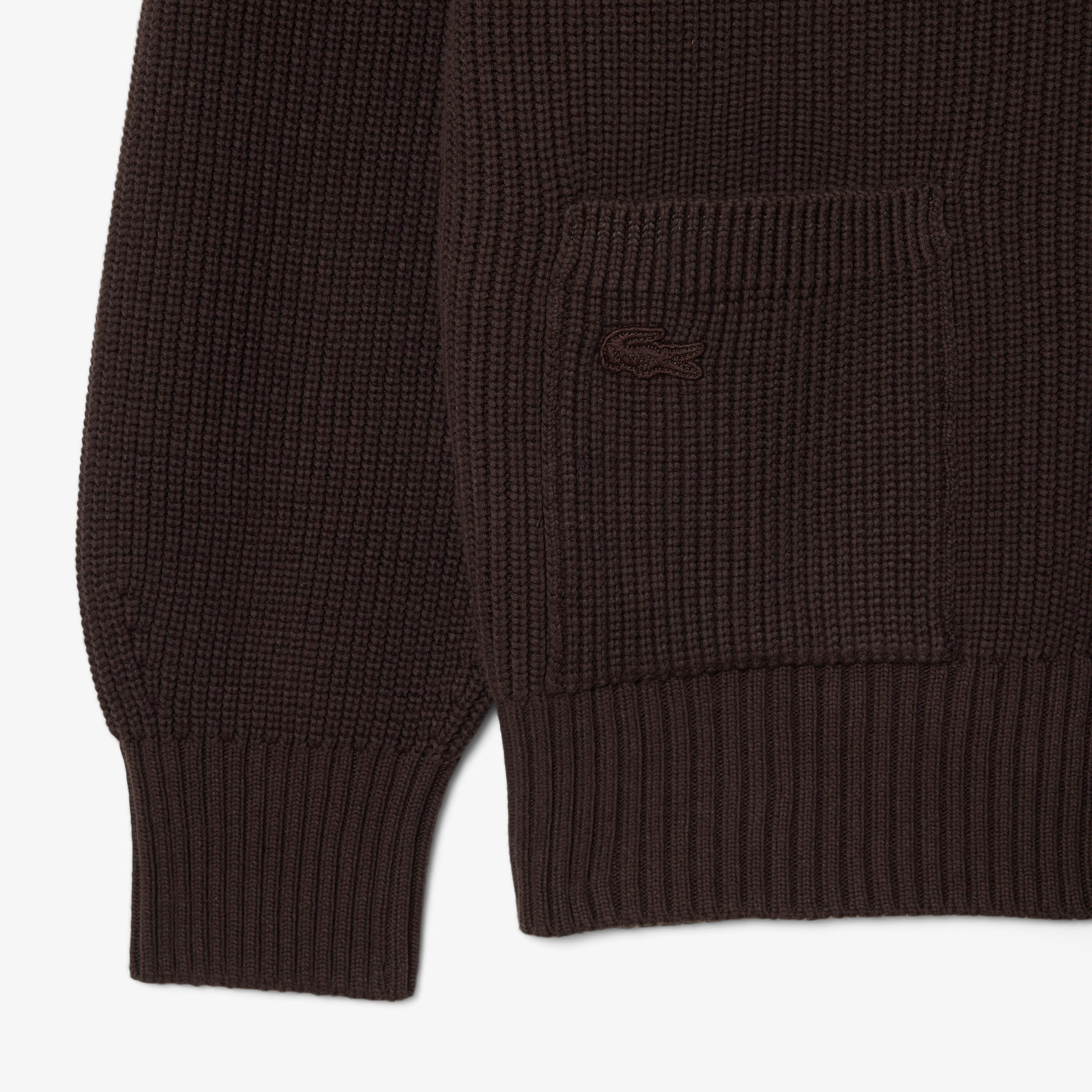 Erkek Relaxed Fit V Yaka Koyu Kahverengi Hırka