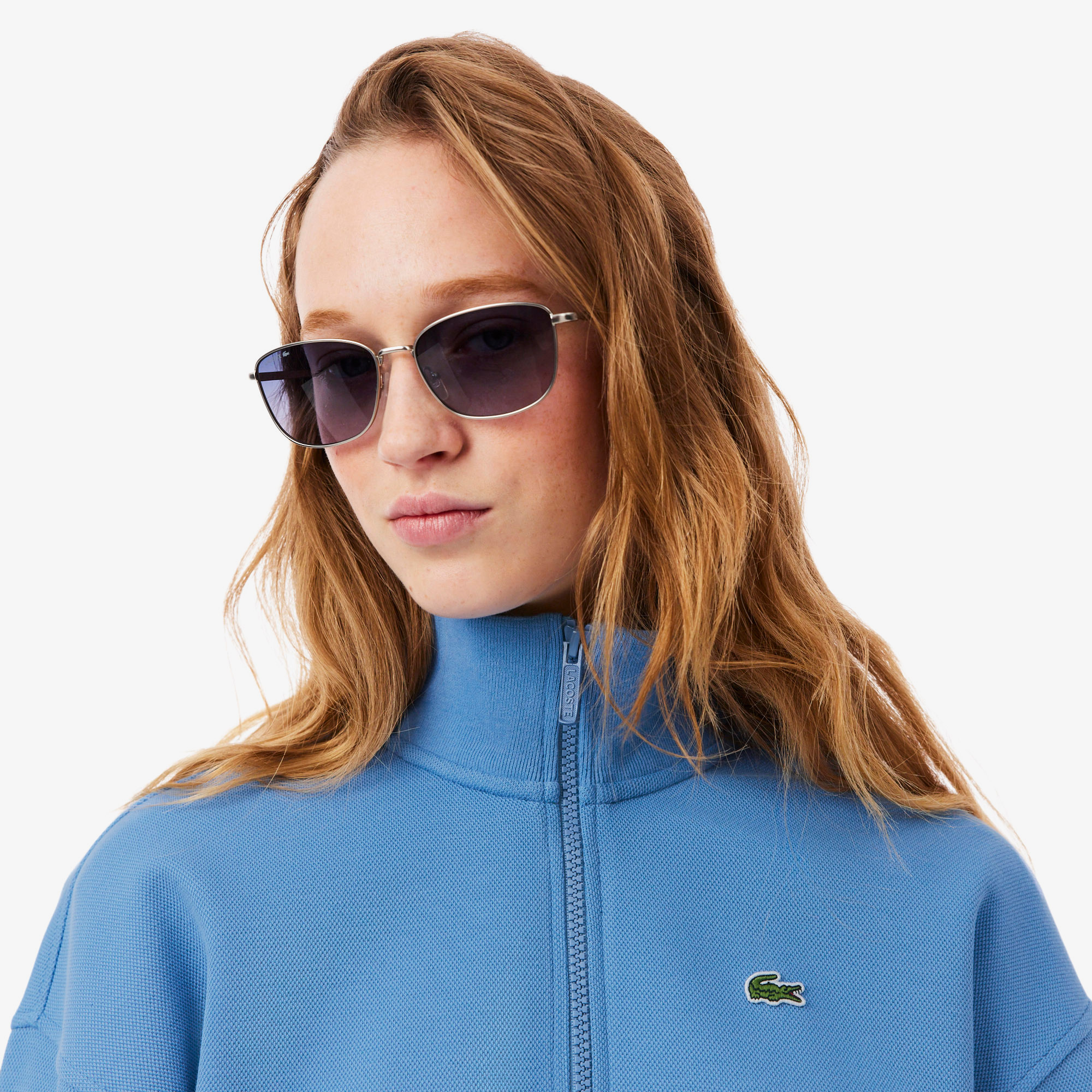 Lacoste Kadın Relaxed Fit Yarım Fermuarlı Mavi Sweatshirt görsel 2