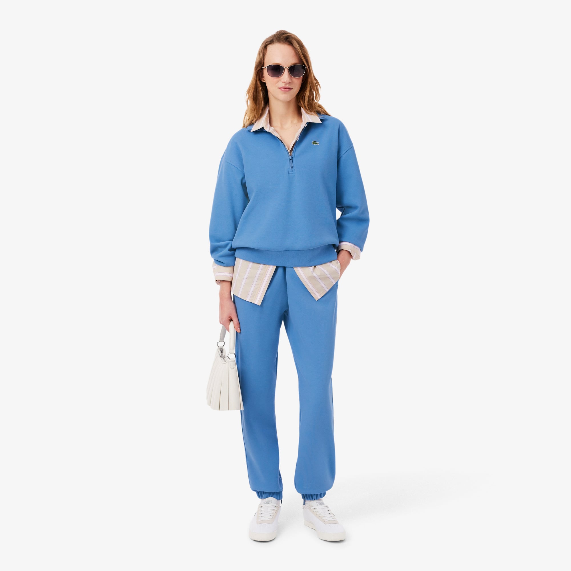 Lacoste Kadın Relaxed Fit Yarım Fermuarlı Mavi Sweatshirt görsel 4