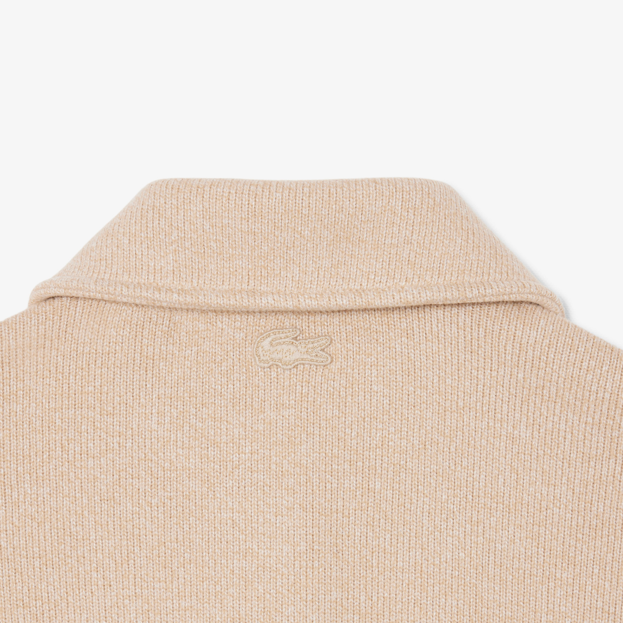 Lacoste Kadın Oversize Fit Polo Yaka Bej Sweatshirt görsel 7