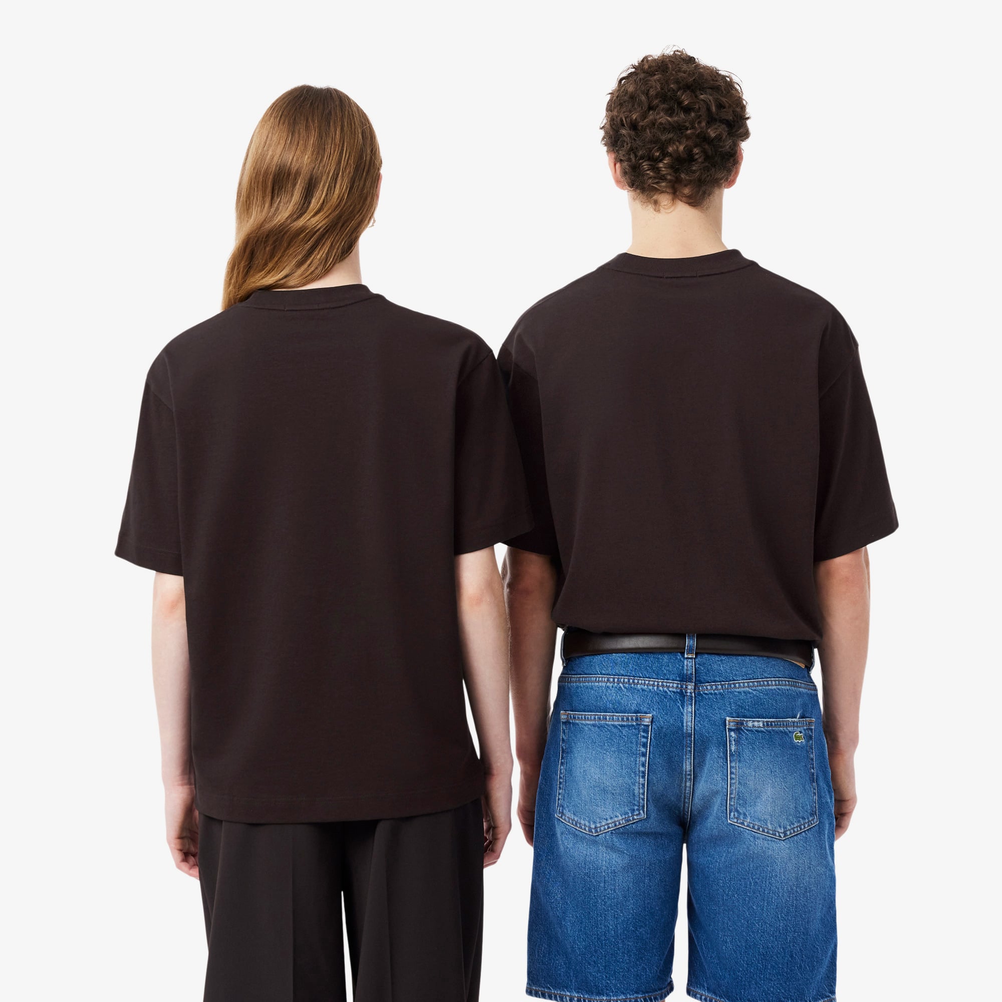 Lacoste Unisex Loose Fit Bisiklet Yaka Kahverengi T-Shirt görsel 3