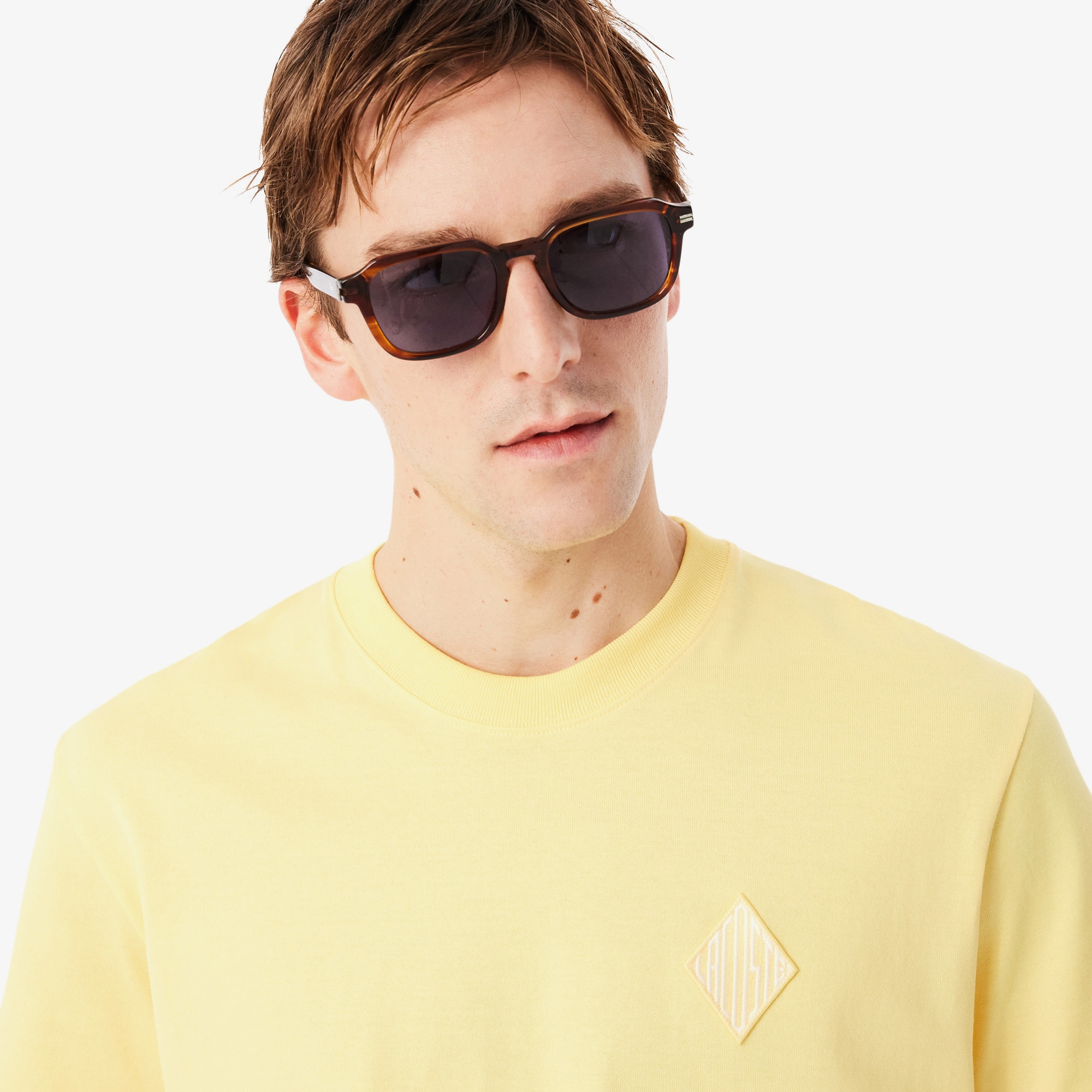 Erkek Classic Fit Bisiklet Yaka Sarı T-Shirt