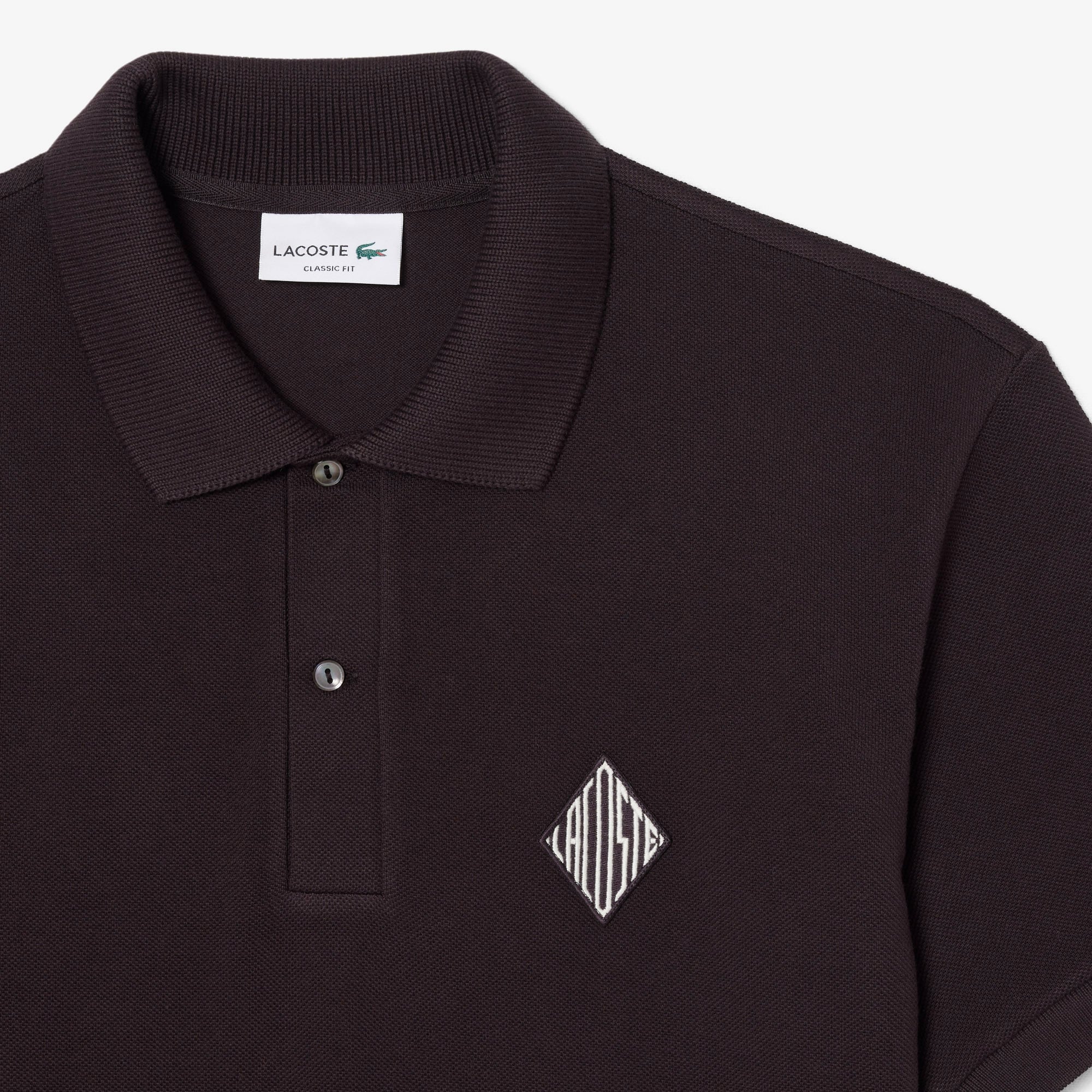 Lacoste Erkek Classic Fit Koyu Kahverengi Polo görsel 6