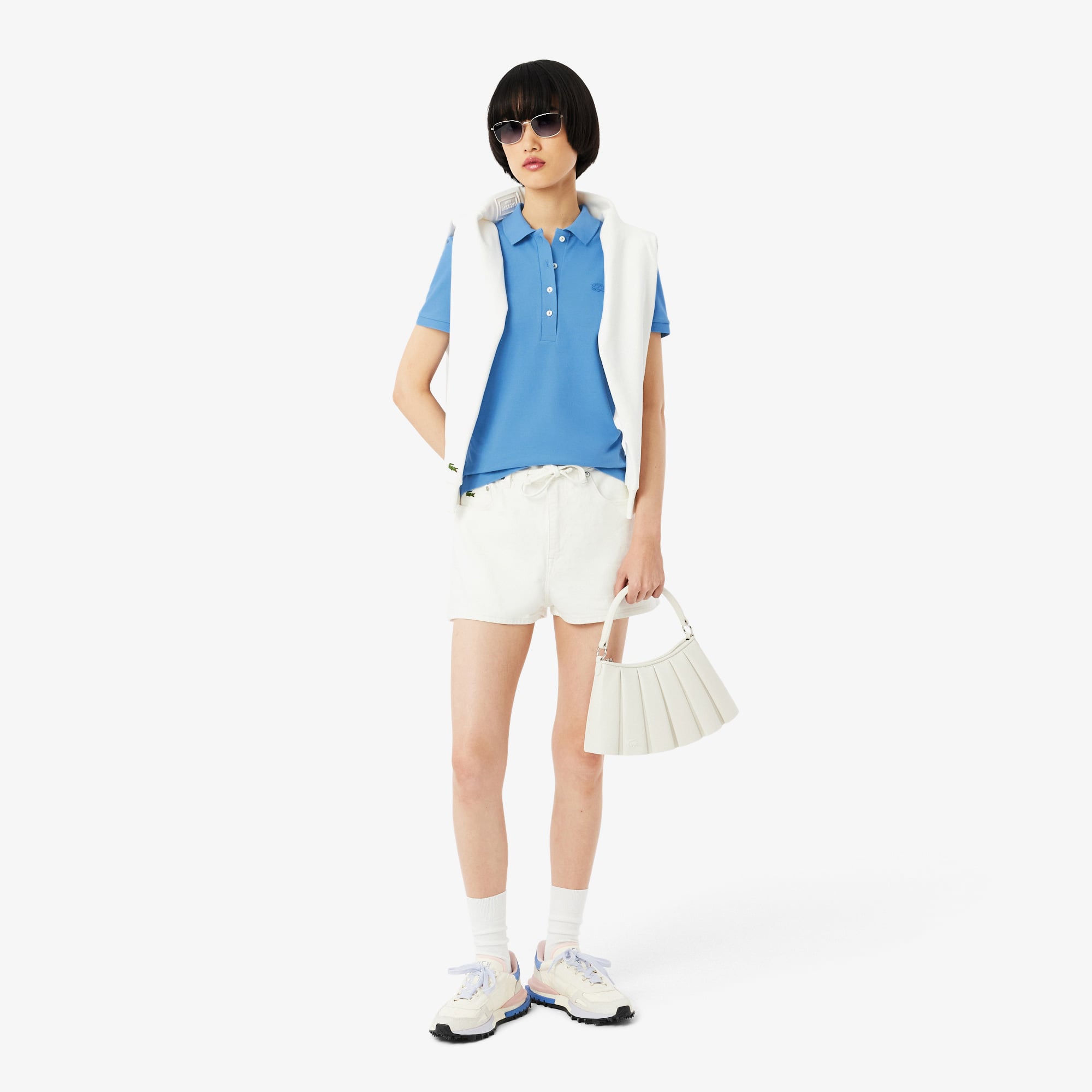 Lacoste L.12.D Kadın Slim Fit Mavi Polo görsel 4