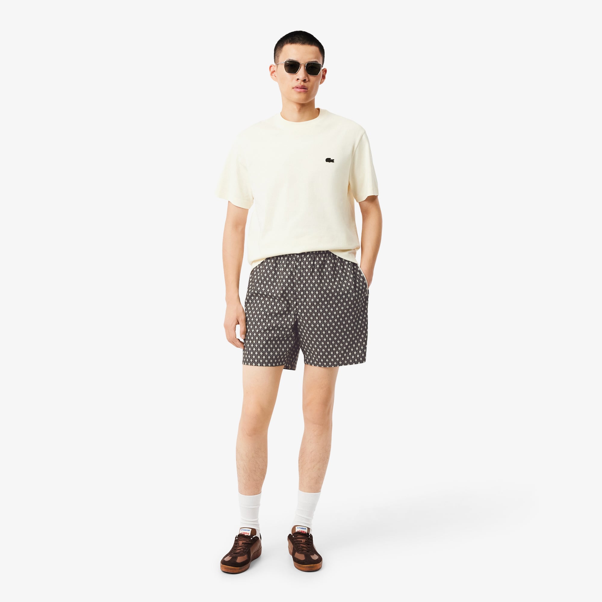 Lacoste Erkek Relaxed Fit Desenli Kahverengi Şort