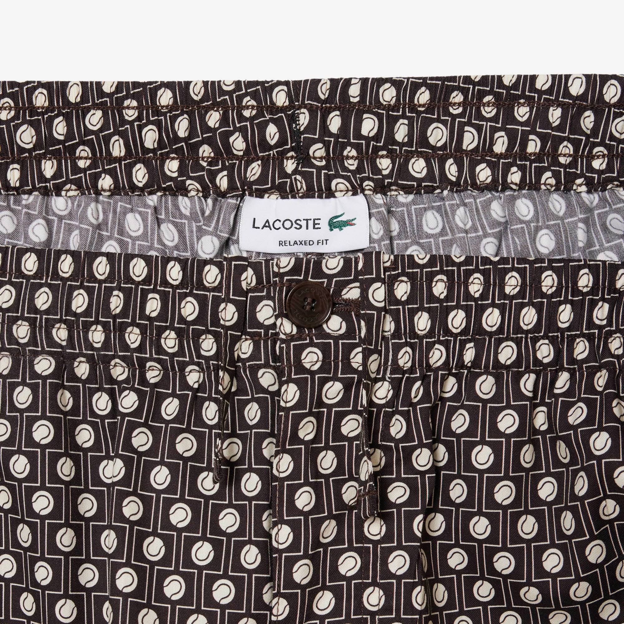 Lacoste Erkek Relaxed Fit Desenli Kahverengi Şort görsel 8