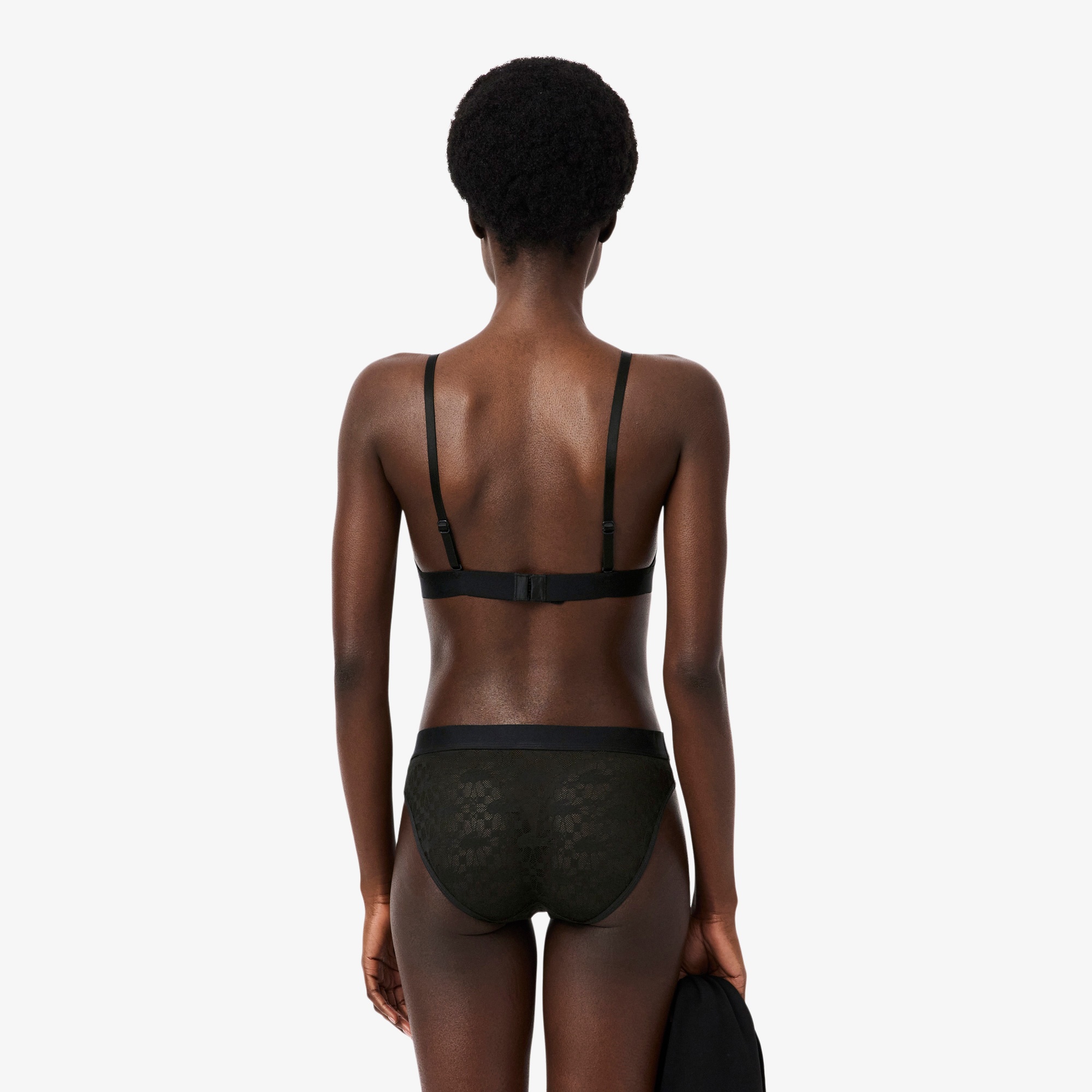 Kadın Desenli Siyah Bra