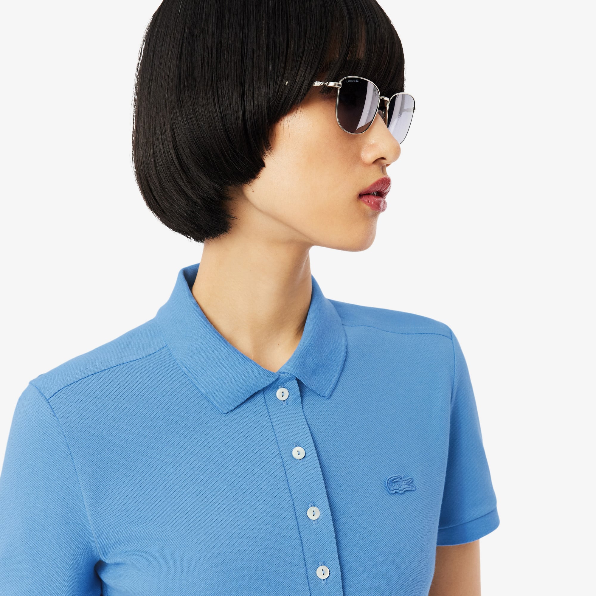 Lacoste L.12.D Kadın Slim Fit Mavi Polo görsel 2