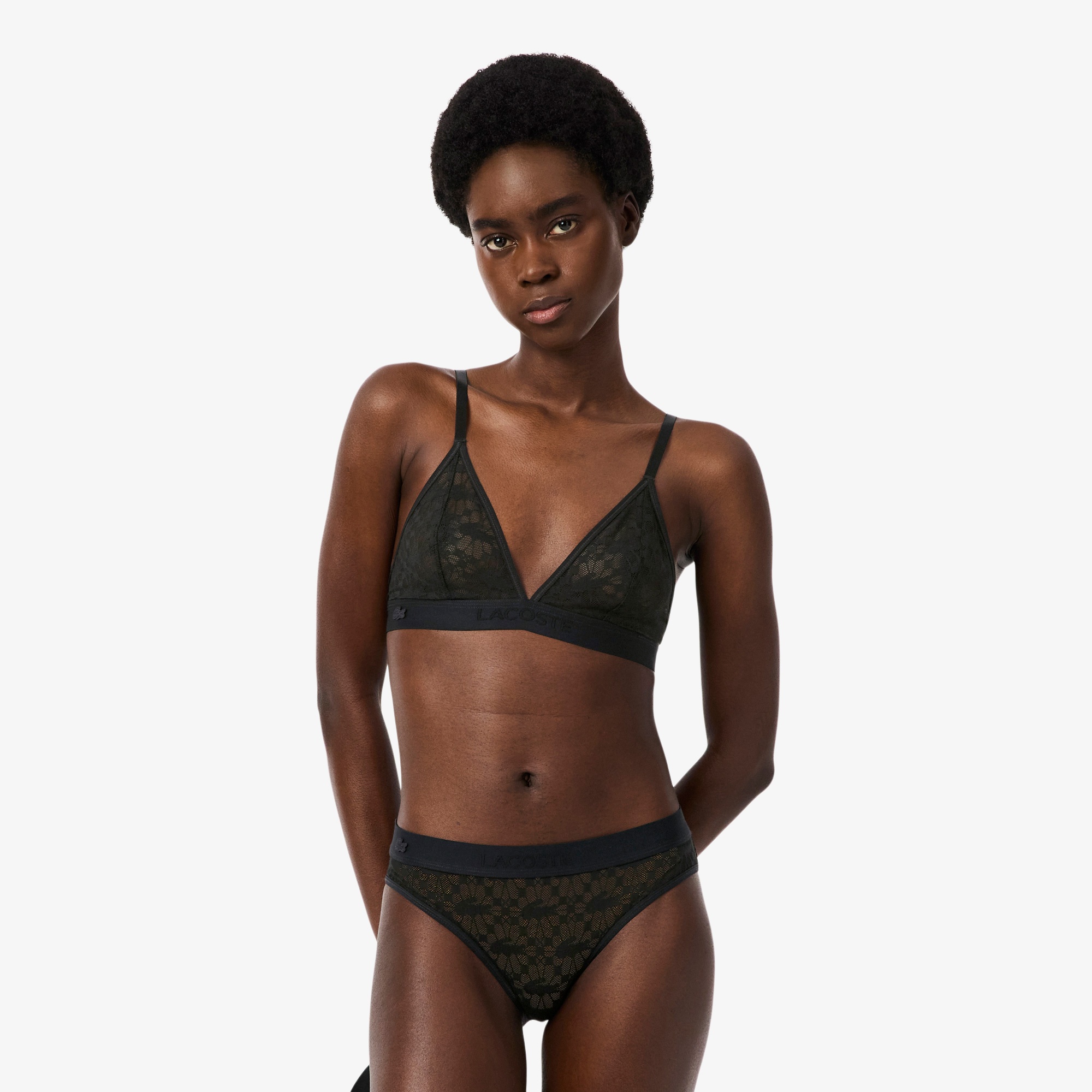 Kadın Desenli Siyah Bra