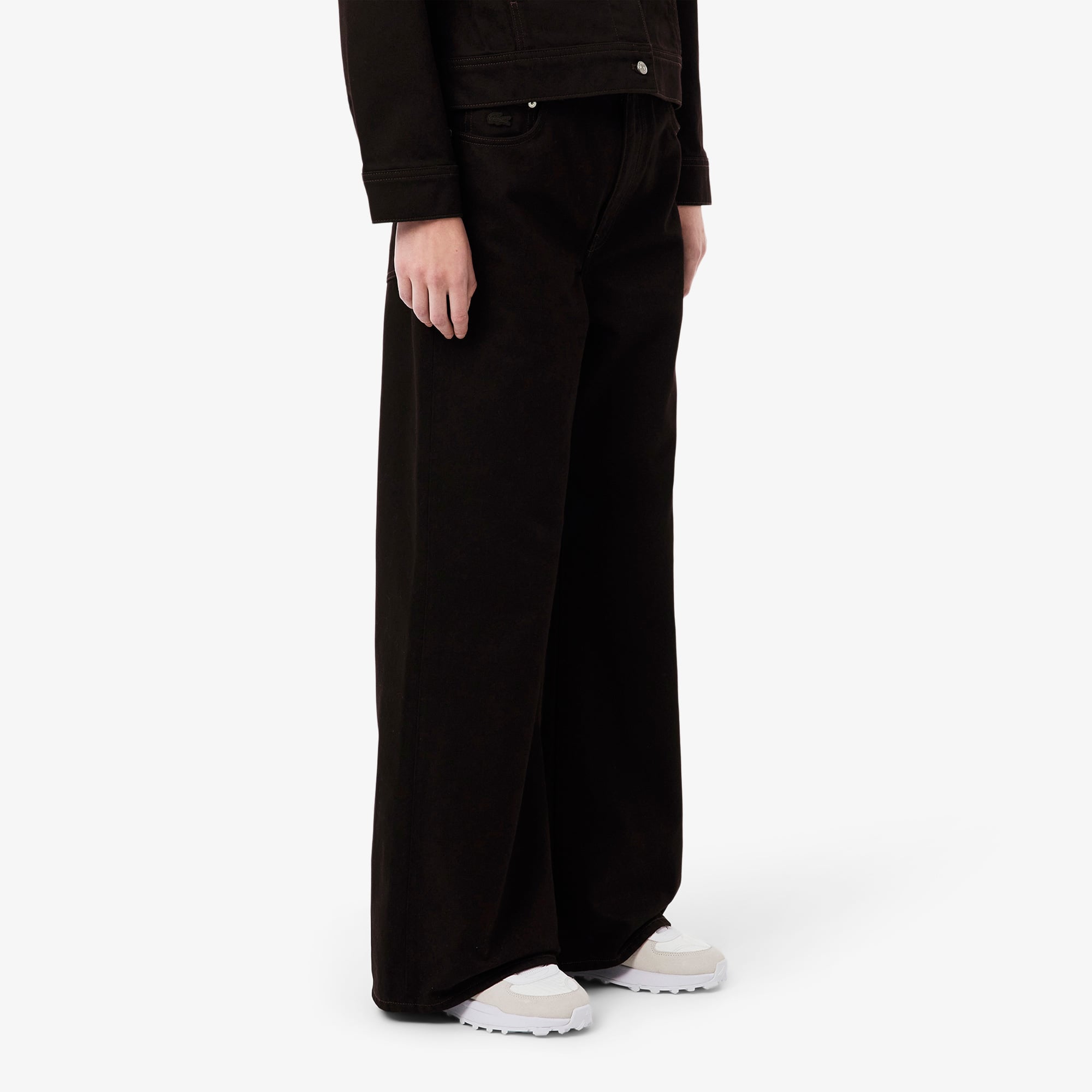 Lacoste Kadın Wide Leg Koyu Kahverengi Jean Pantolon görsel 2