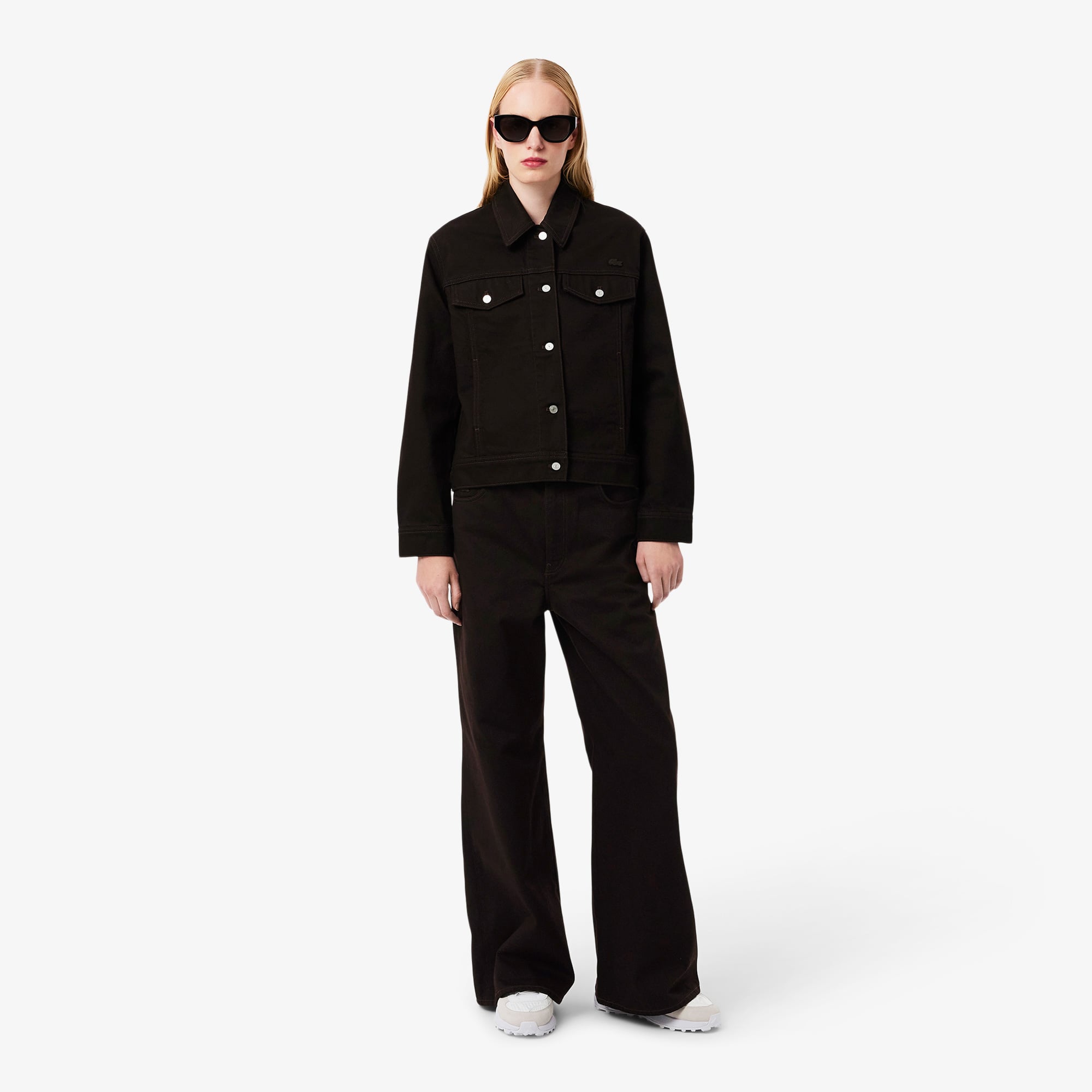 Lacoste Kadın Wide Leg Koyu Kahverengi Jean Pantolon