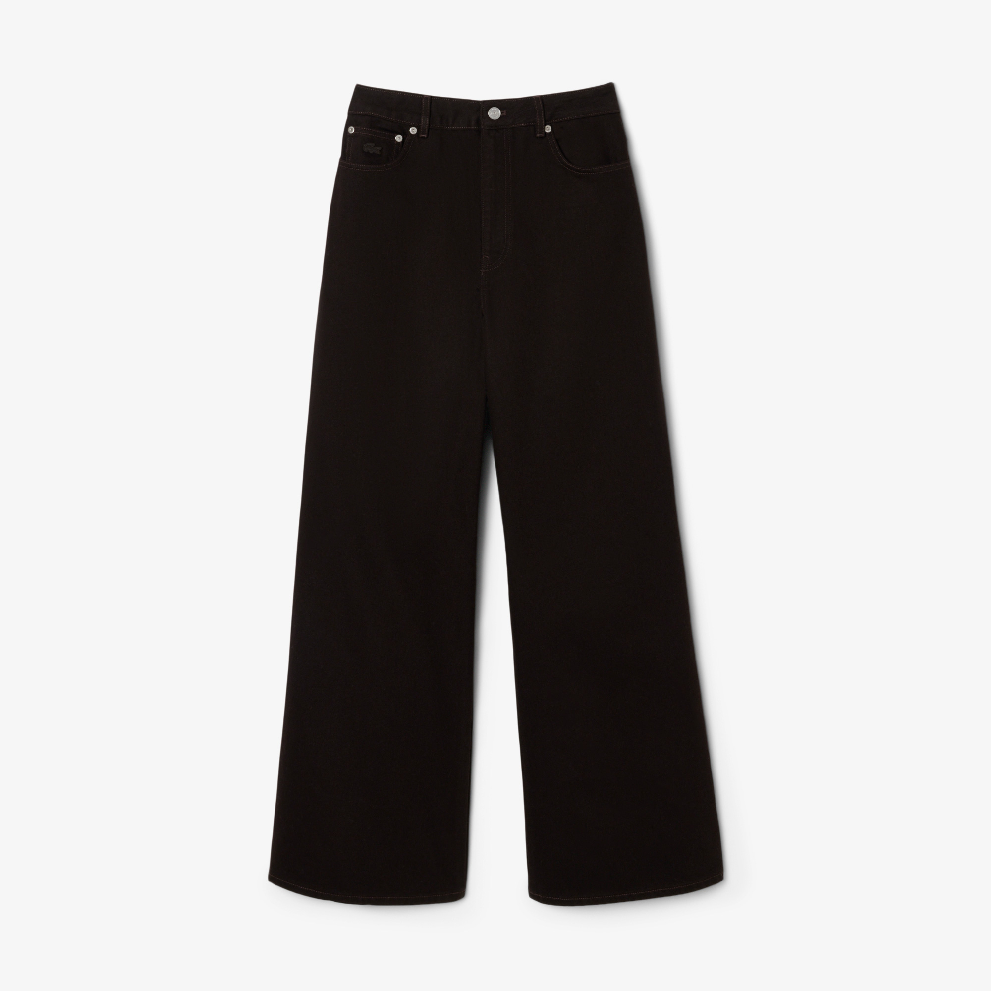 Lacoste Kadın Wide Leg Koyu Kahverengi Jean Pantolon görsel 5