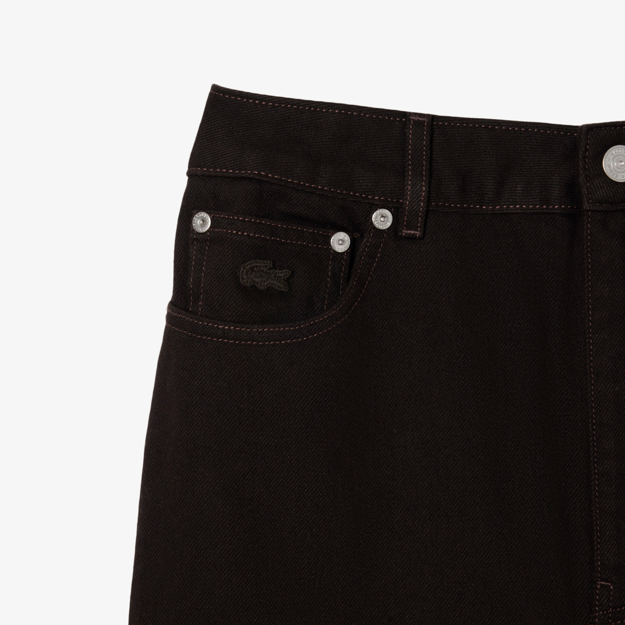 Lacoste Kadın Wide Leg Koyu Kahverengi Jean Pantolon görsel 6