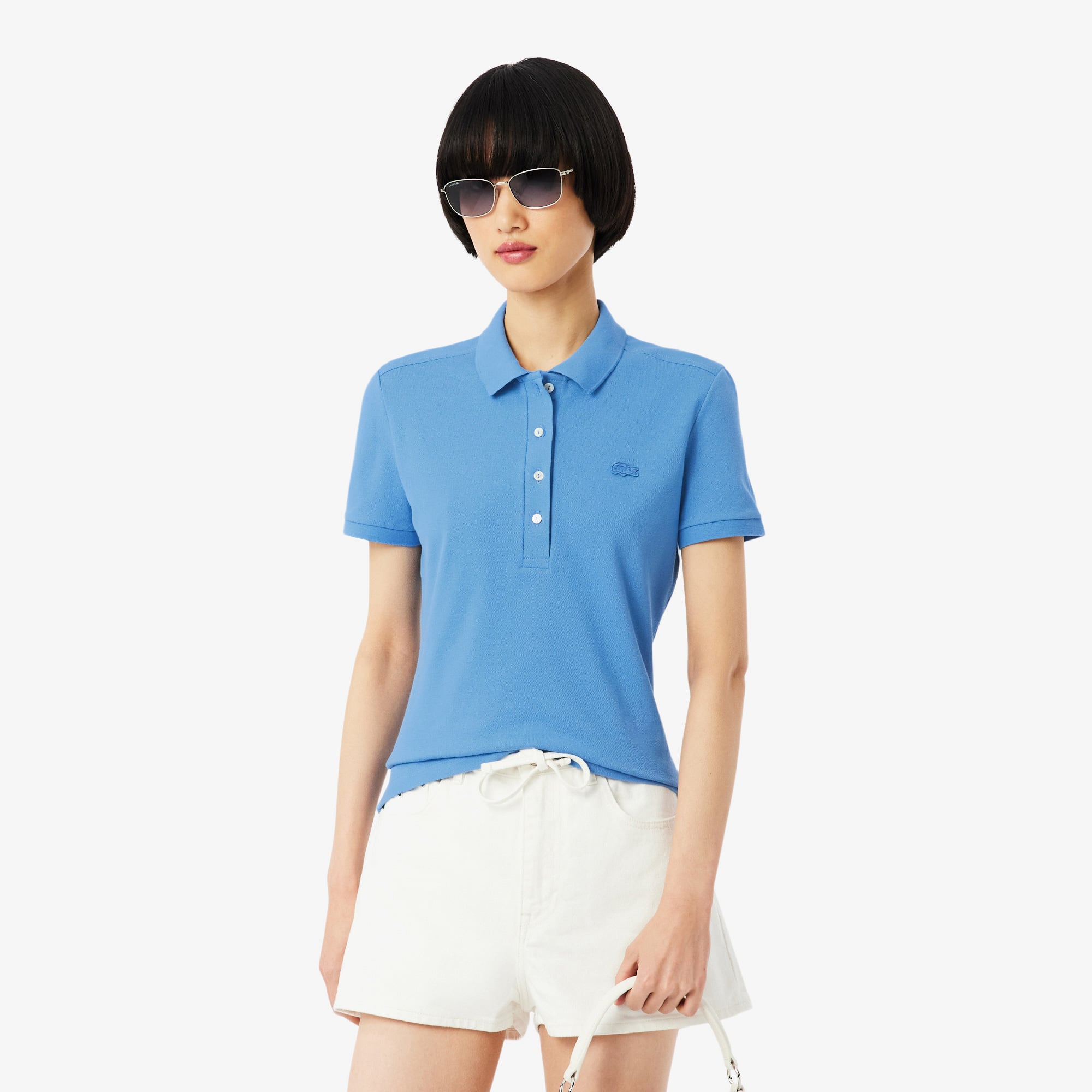 Lacoste L.12.D Kadın Slim Fit Mavi Polo