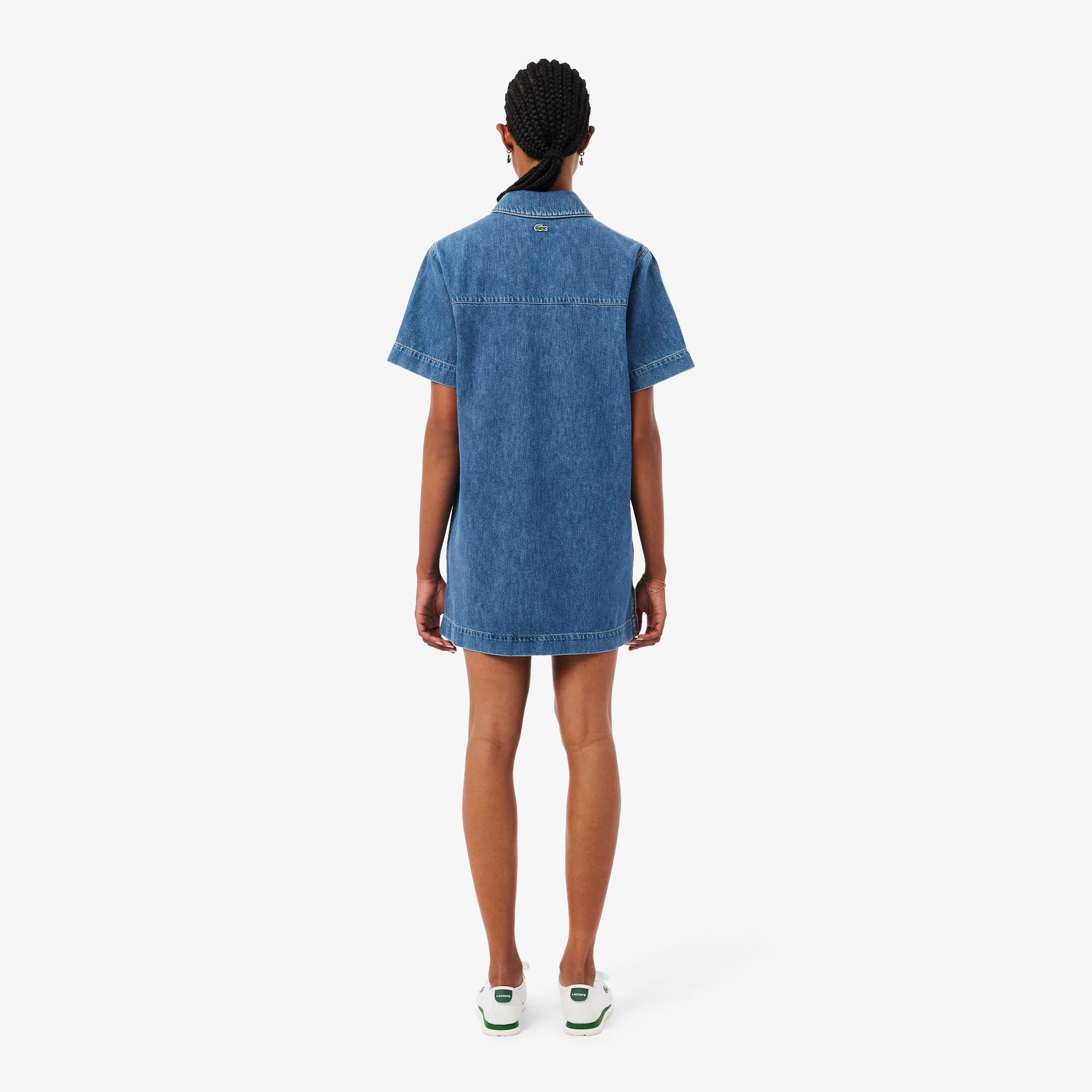 Lacoste Kadın Oversize Fit Kısa Kollu Polo Yaka Denim Mavi Elbise görsel 3