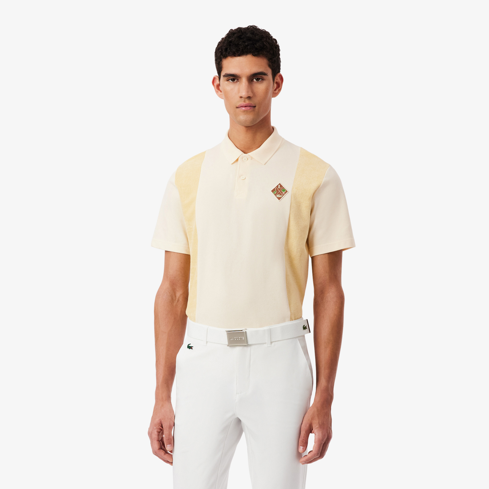 Lacoste Erkek Relaxed Fit Polo Yaka Renk Bloklu Bej Polo