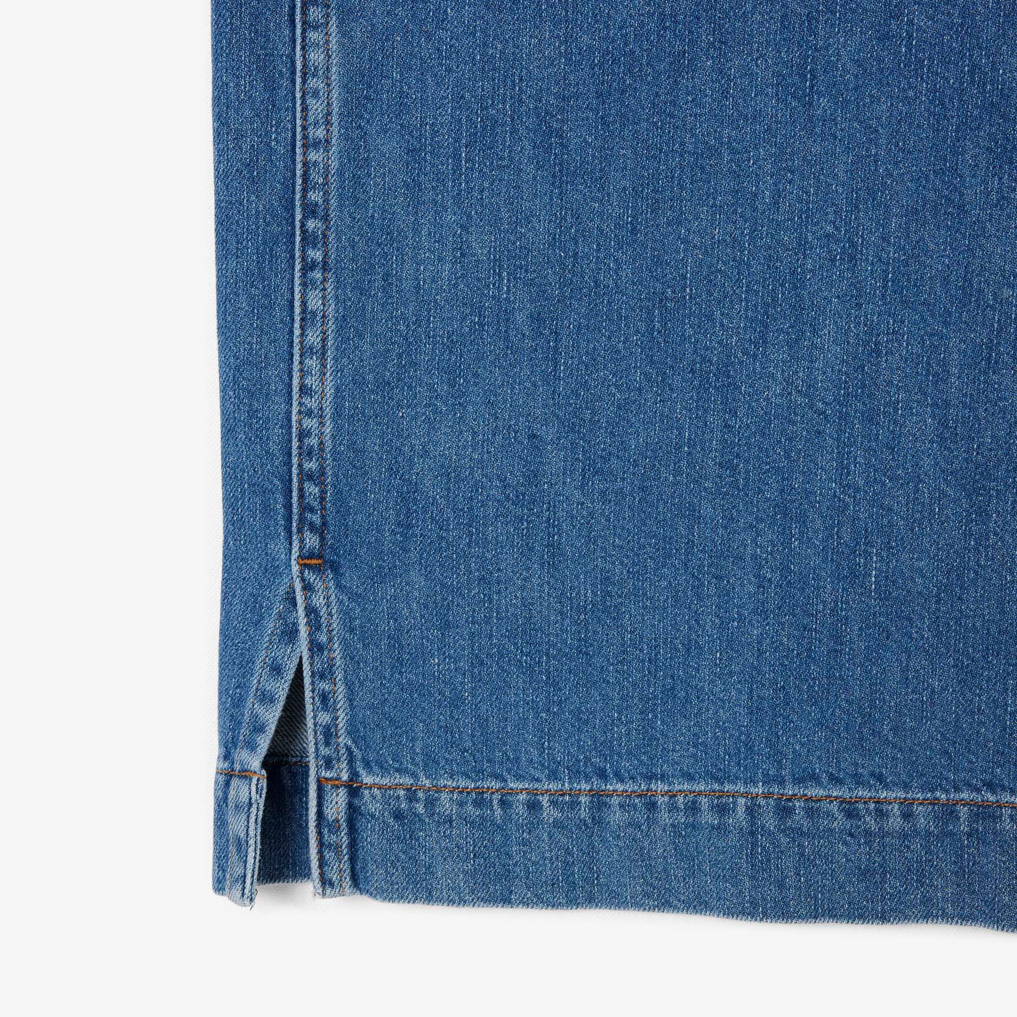 Lacoste Kadın Oversize Fit Kısa Kollu Polo Yaka Denim Mavi Elbise görsel 7
