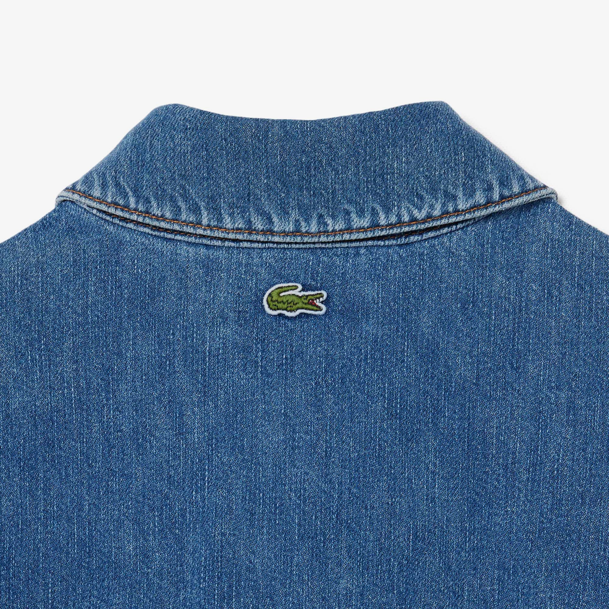 Lacoste Kadın Oversize Fit Kısa Kollu Polo Yaka Denim Mavi Elbise görsel 8