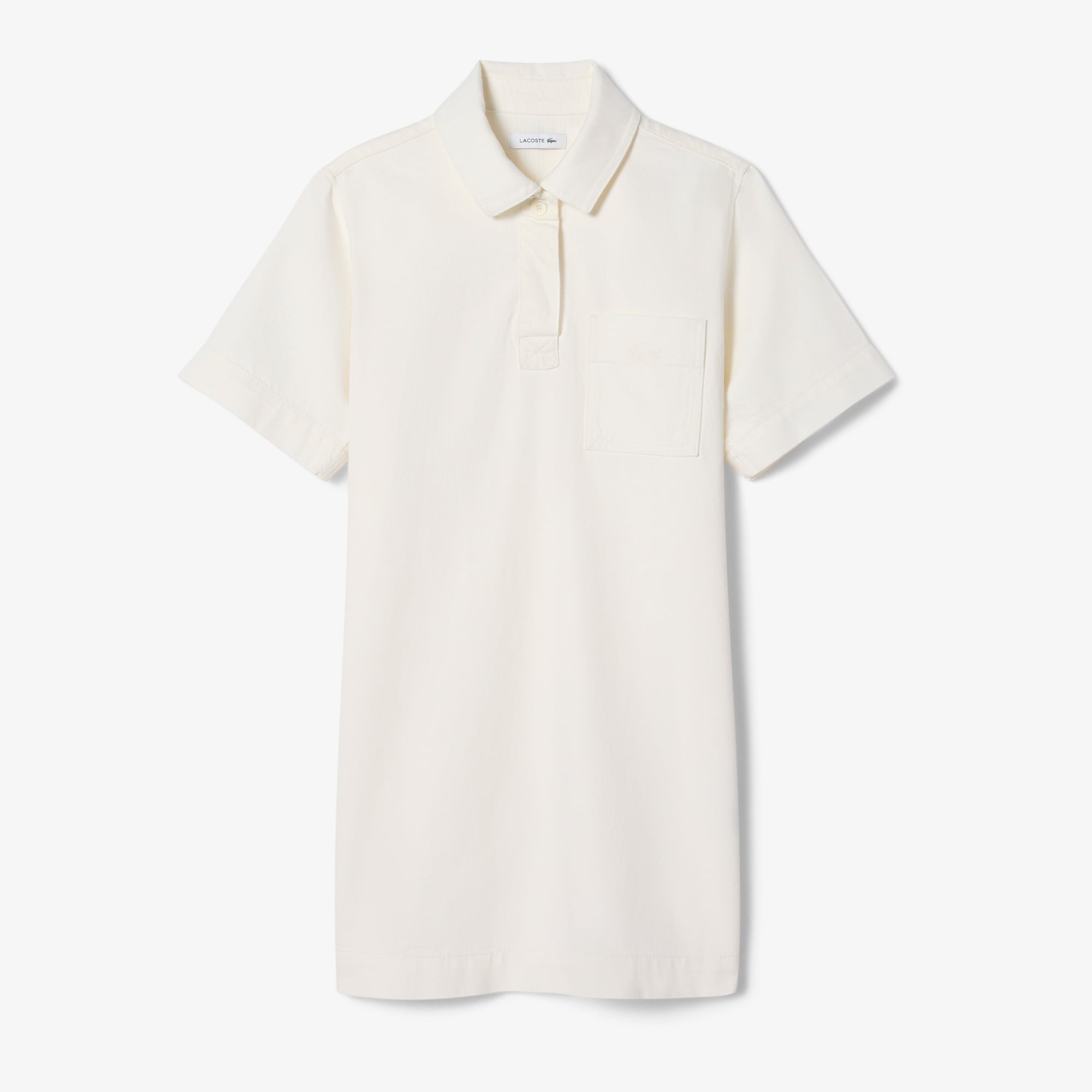 Lacoste Kadın Oversize Fit Kısa Kollu Polo Yaka Denim Beyaz Elbise görsel 5