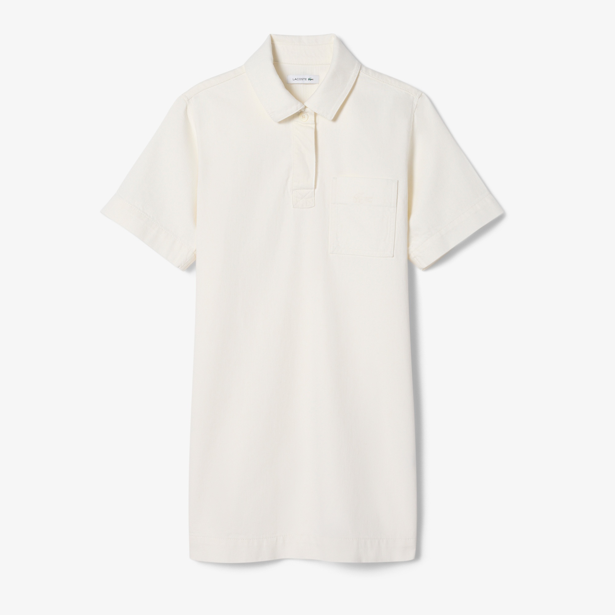 Kadın Oversize Fit Kısa Kollu Polo Yaka Denim Beyaz Elbise