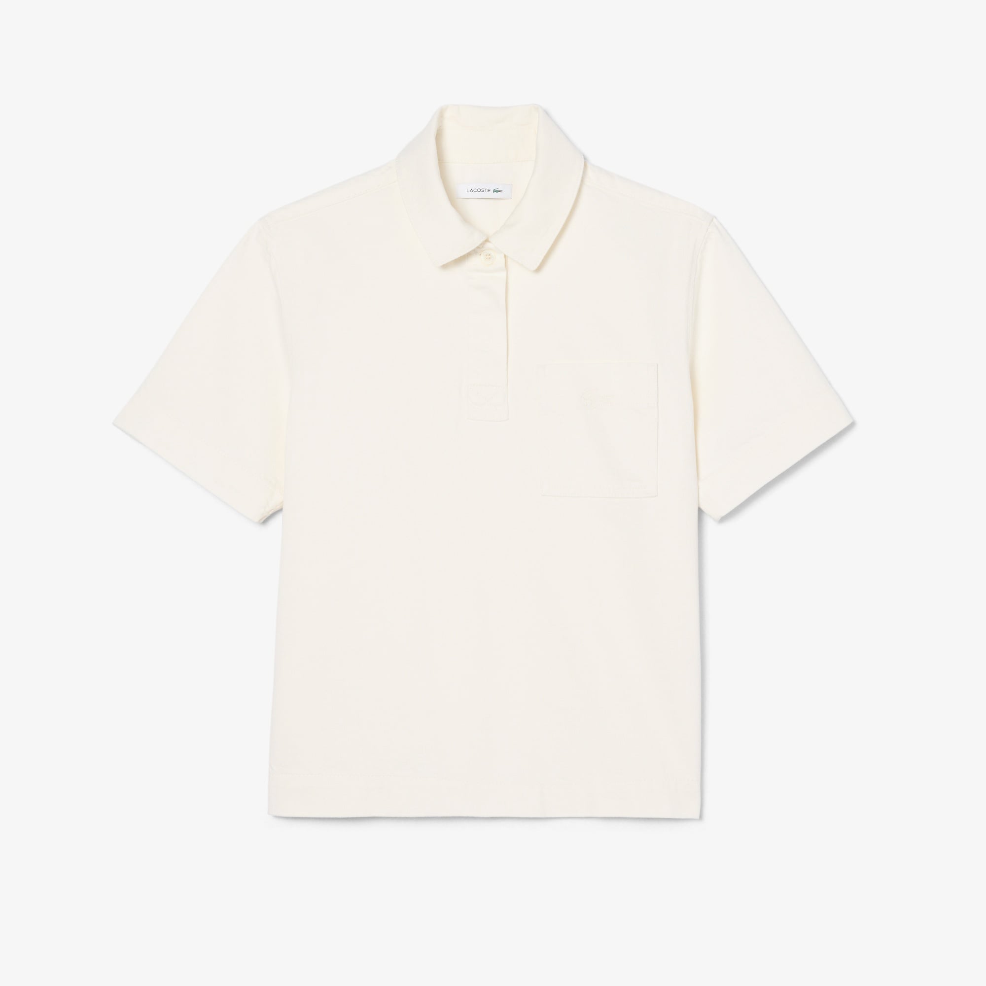 Kadın Oversize Fit Kısa Kollu Polo Yaka Denim Beyaz Gömlek