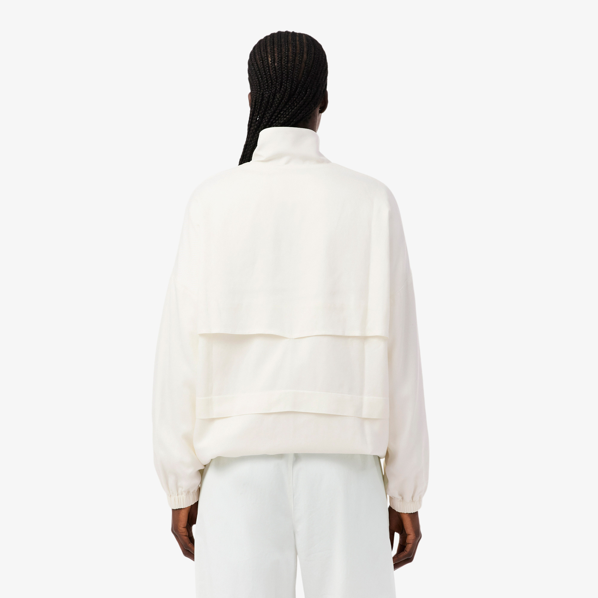 Lacoste Kadın Oversize Fit Dik Yaka Krem Ceket görsel 3