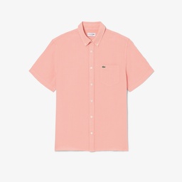 Erkek Regular Fit Keten Pembe Gömlek Pembe