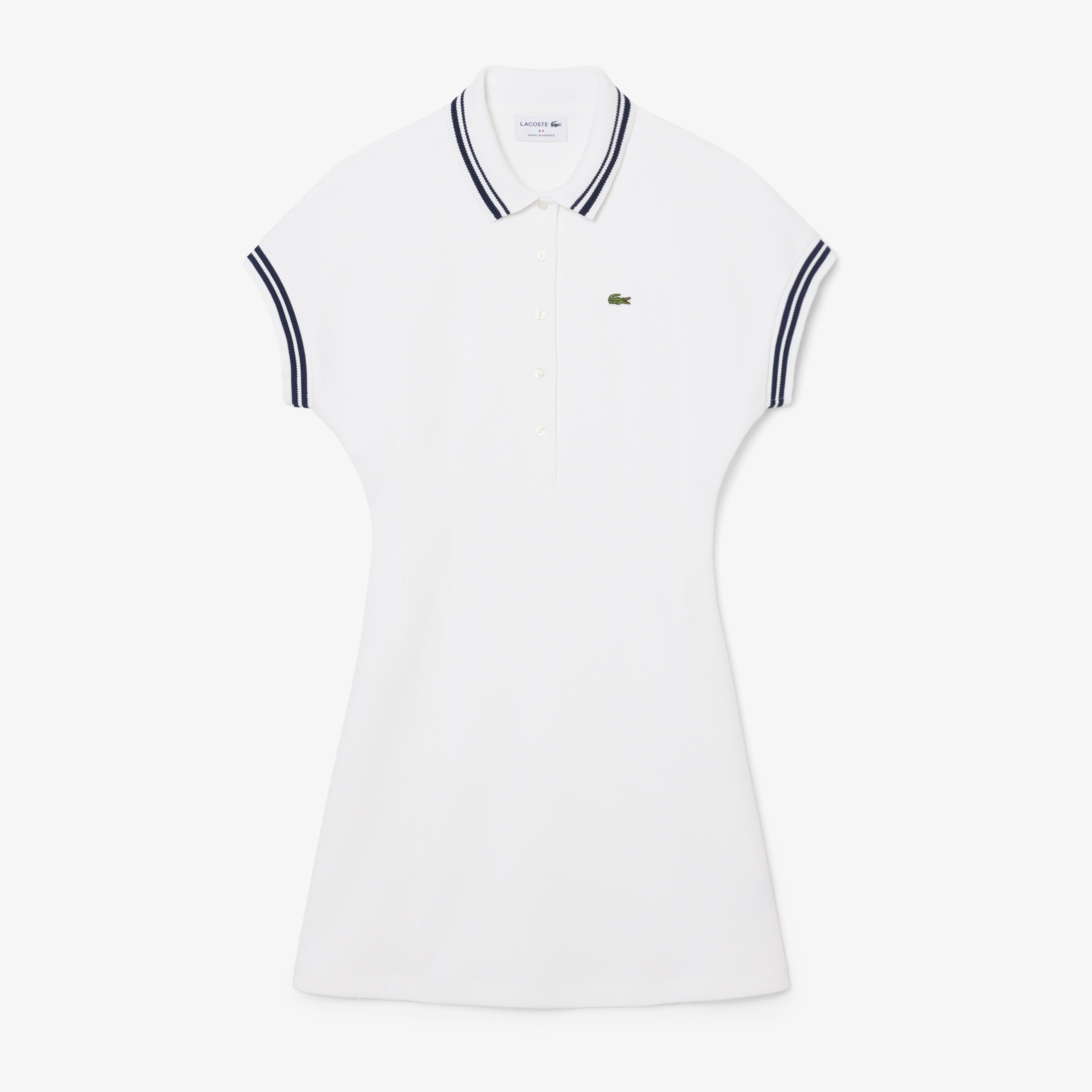 Kadın Slim Fit Kısa Kollu Polo Yaka Beyaz Elbise