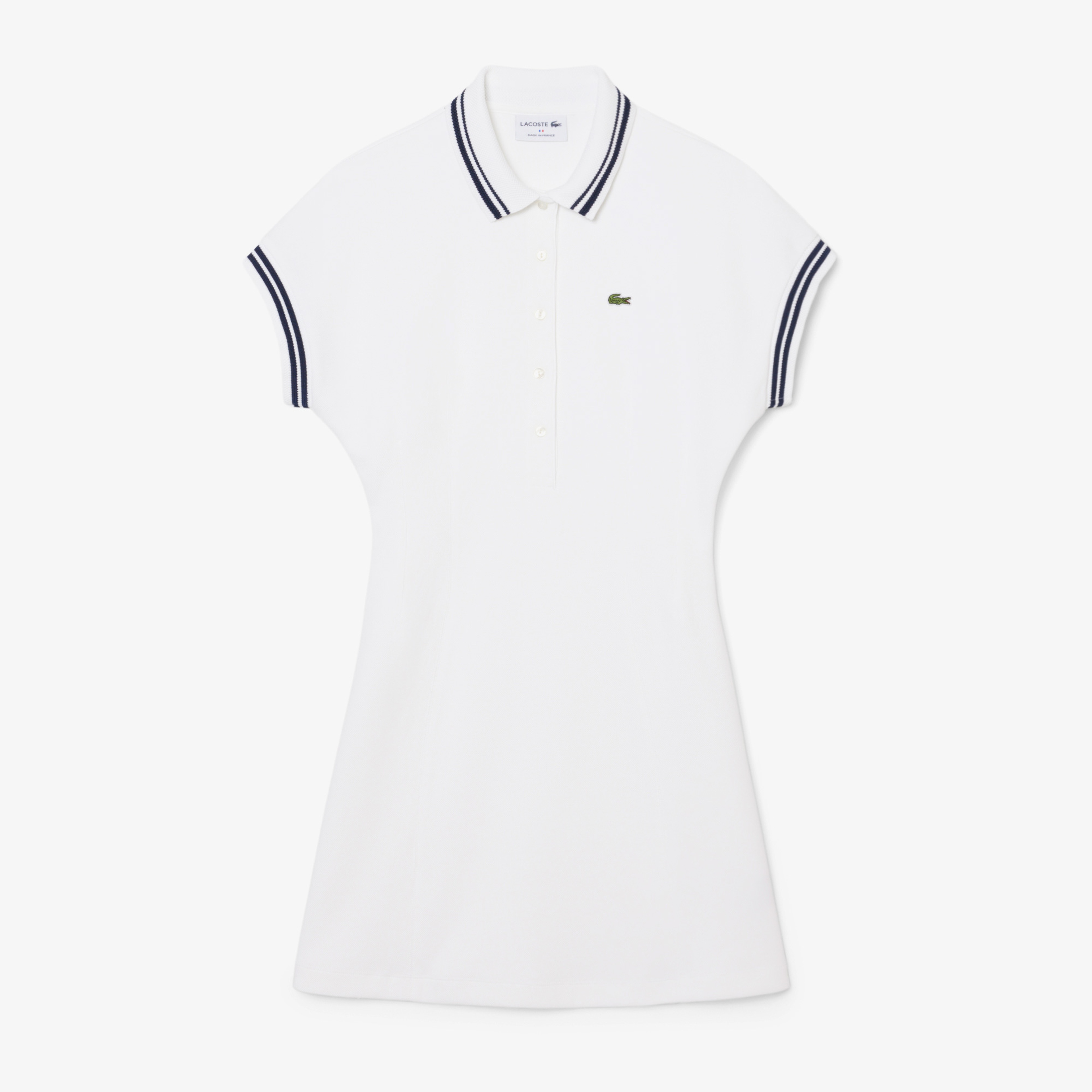 Kadın Slim Fit Kısa Kollu Polo Yaka Beyaz Elbise