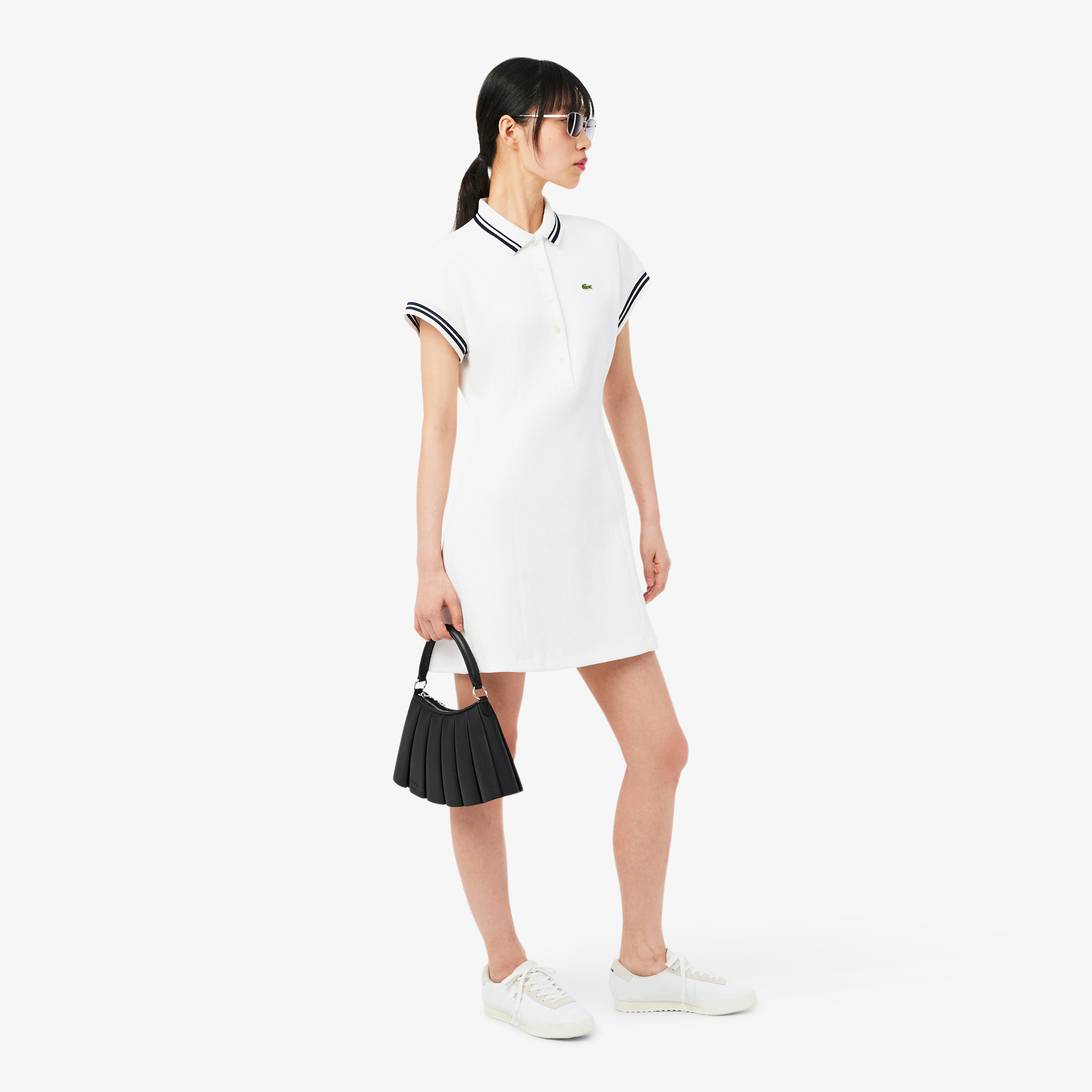 Lacoste Kadın Slim Fit Kısa Kollu Polo Yaka Beyaz Elbise görsel 4