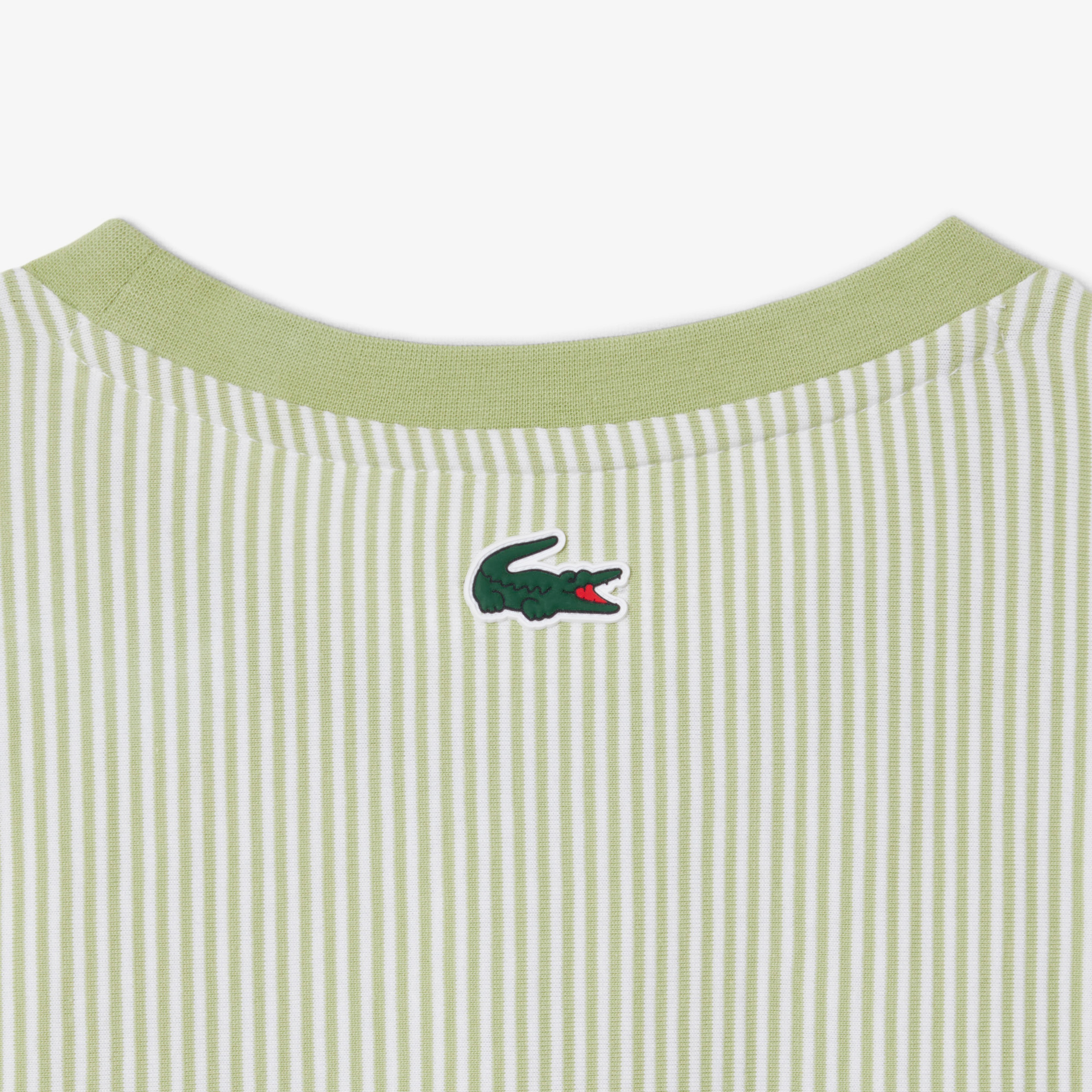 Kadın Regular Fit Bisiklet Yaka Çizgili Yeşil T-Shirt