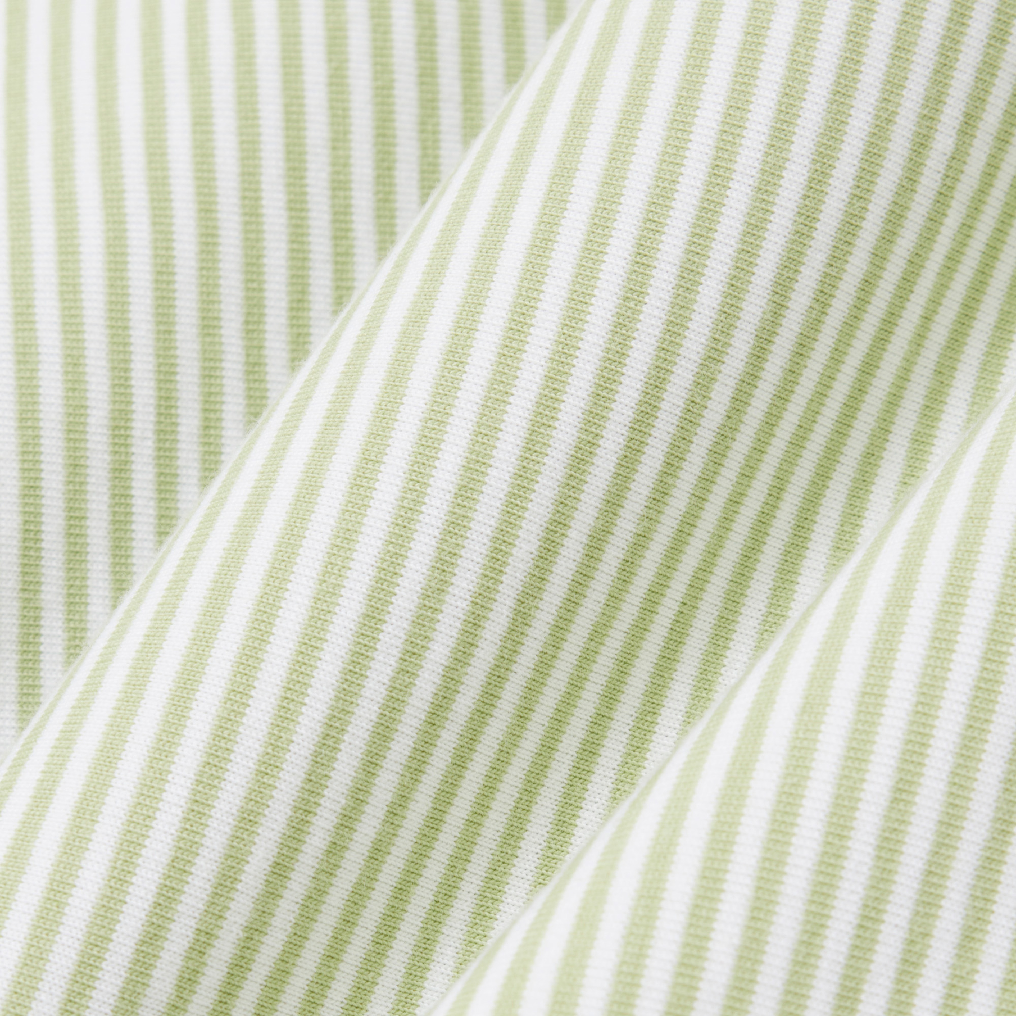 Kadın Regular Fit Bisiklet Yaka Çizgili Yeşil T-Shirt