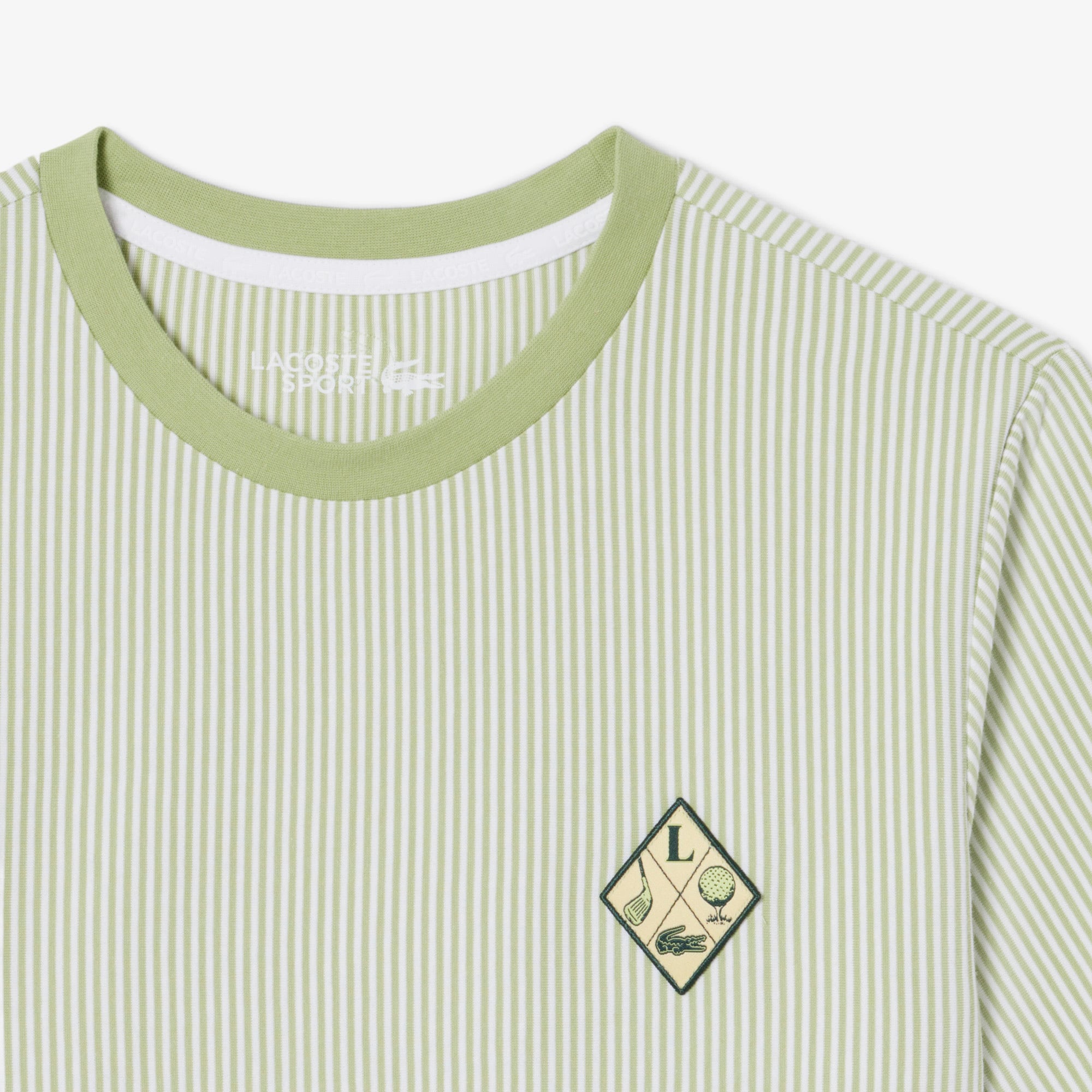 Lacoste Kadın Regular Fit Bisiklet Yaka Çizgili Yeşil T-Shirt görsel 6