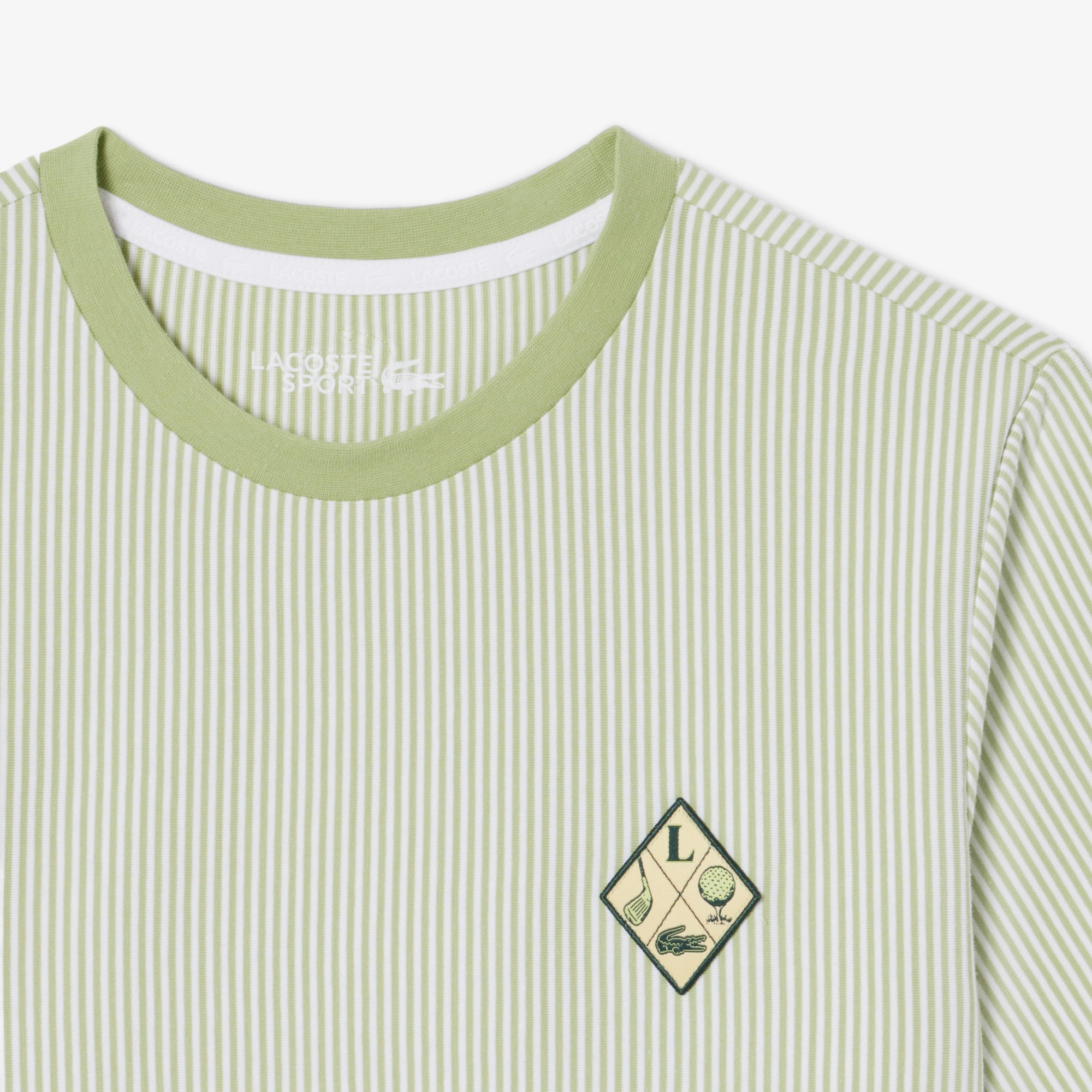 Kadın Regular Fit Bisiklet Yaka Çizgili Yeşil T-Shirt