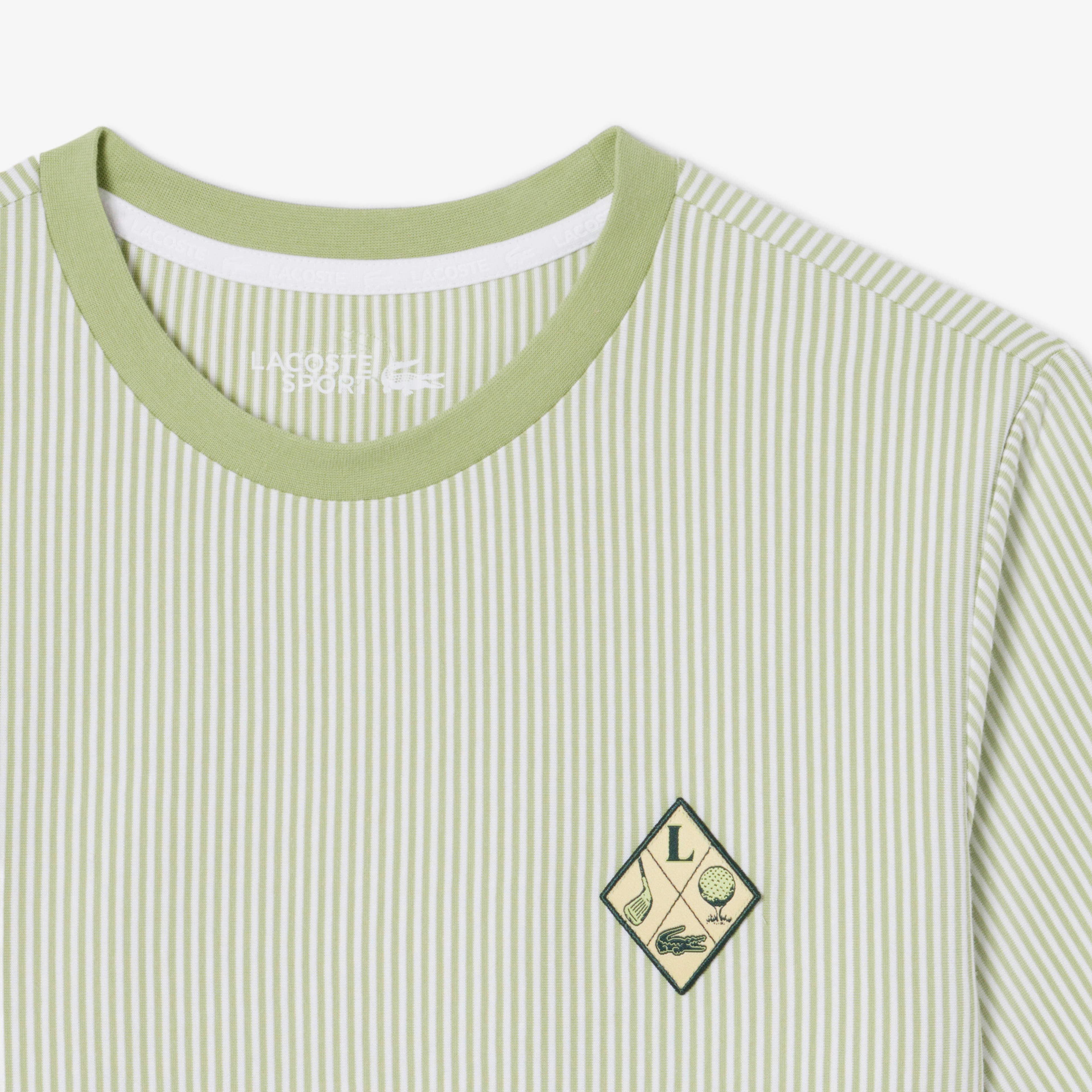 Kadın Regular Fit Bisiklet Yaka Çizgili Yeşil T-Shirt