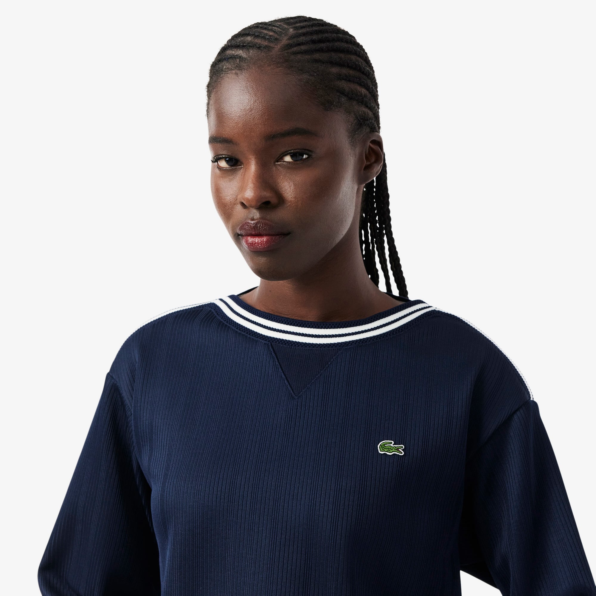 Lacoste Kadın Relaxed Fit Bisiklet Yaka Lacivert Sweatshirt görsel 2