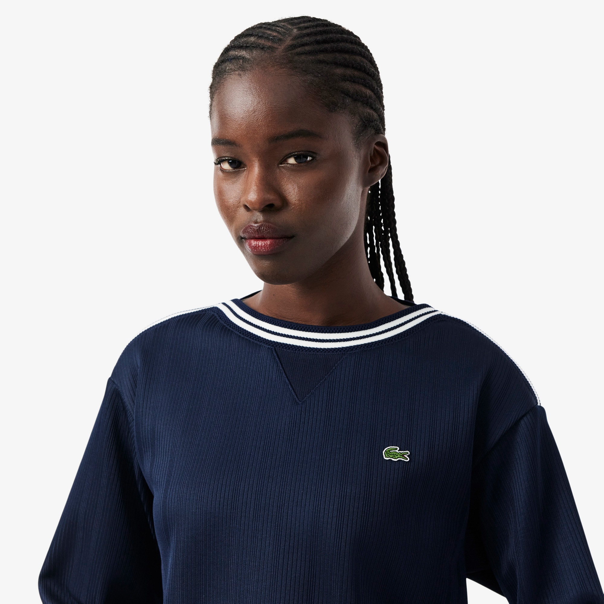 Kadın Relaxed Fit Bisiklet Yaka Lacivert Sweatshirt