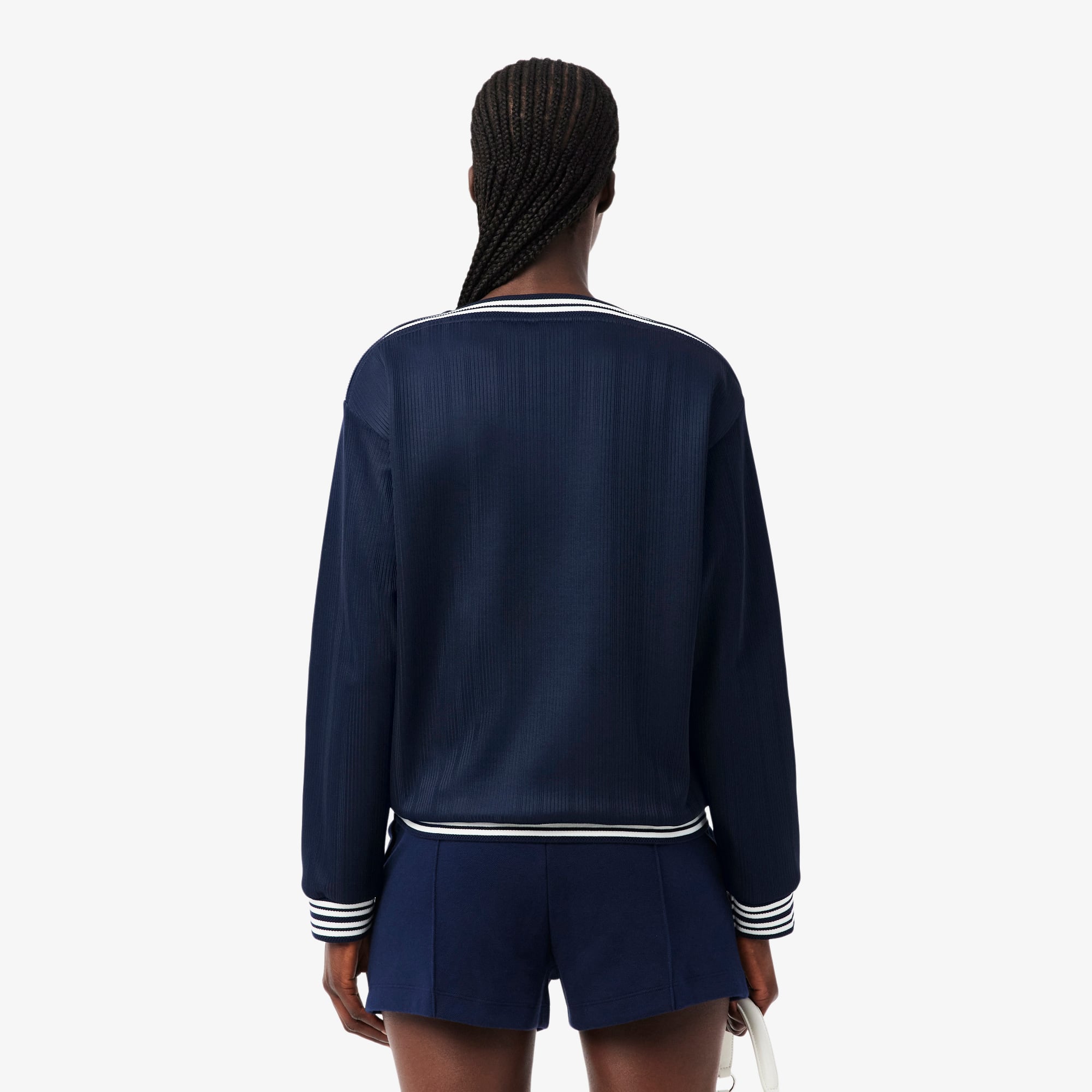 Lacoste Kadın Relaxed Fit Bisiklet Yaka Lacivert Sweatshirt görsel 3