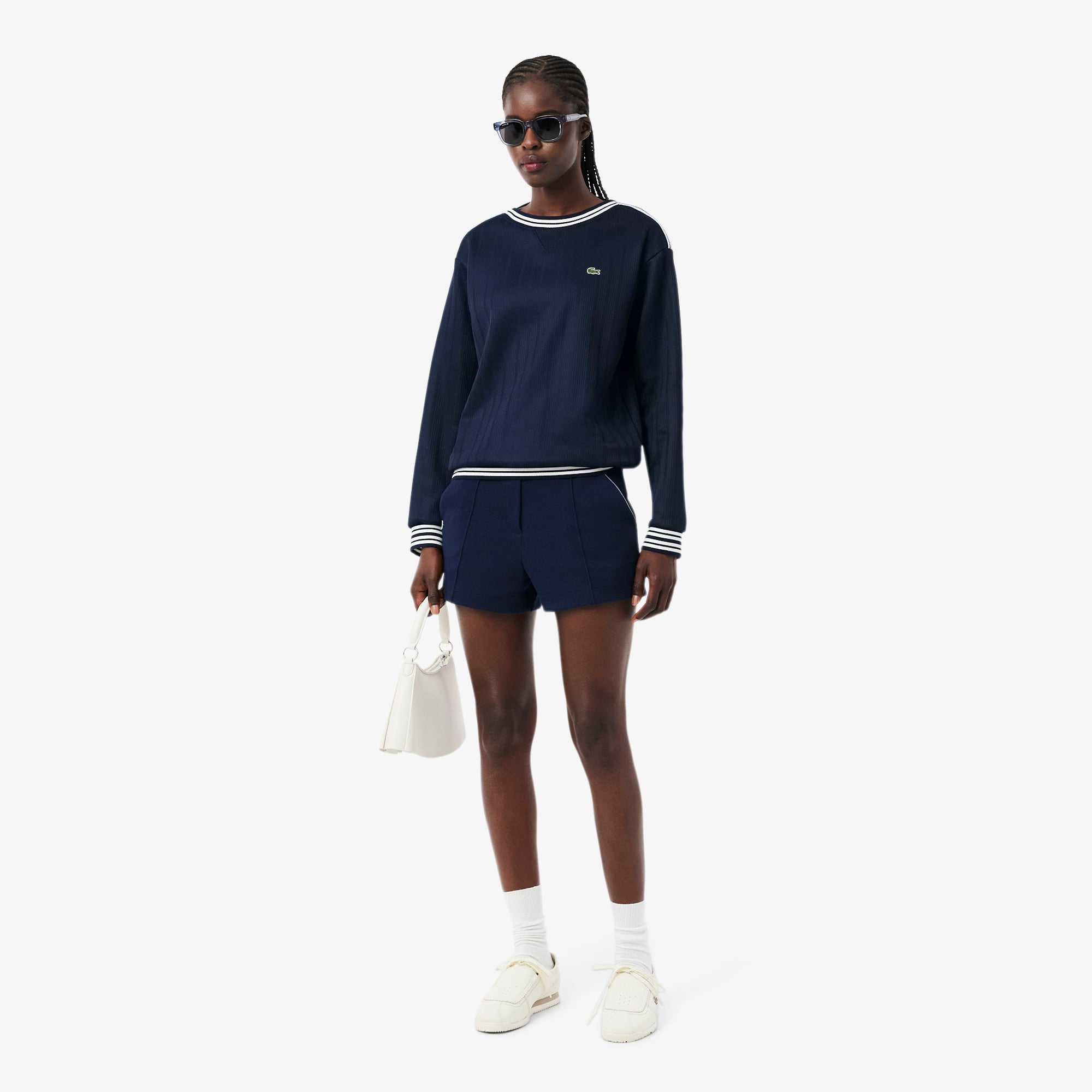 Lacoste Kadın Relaxed Fit Bisiklet Yaka Lacivert Sweatshirt görsel 4