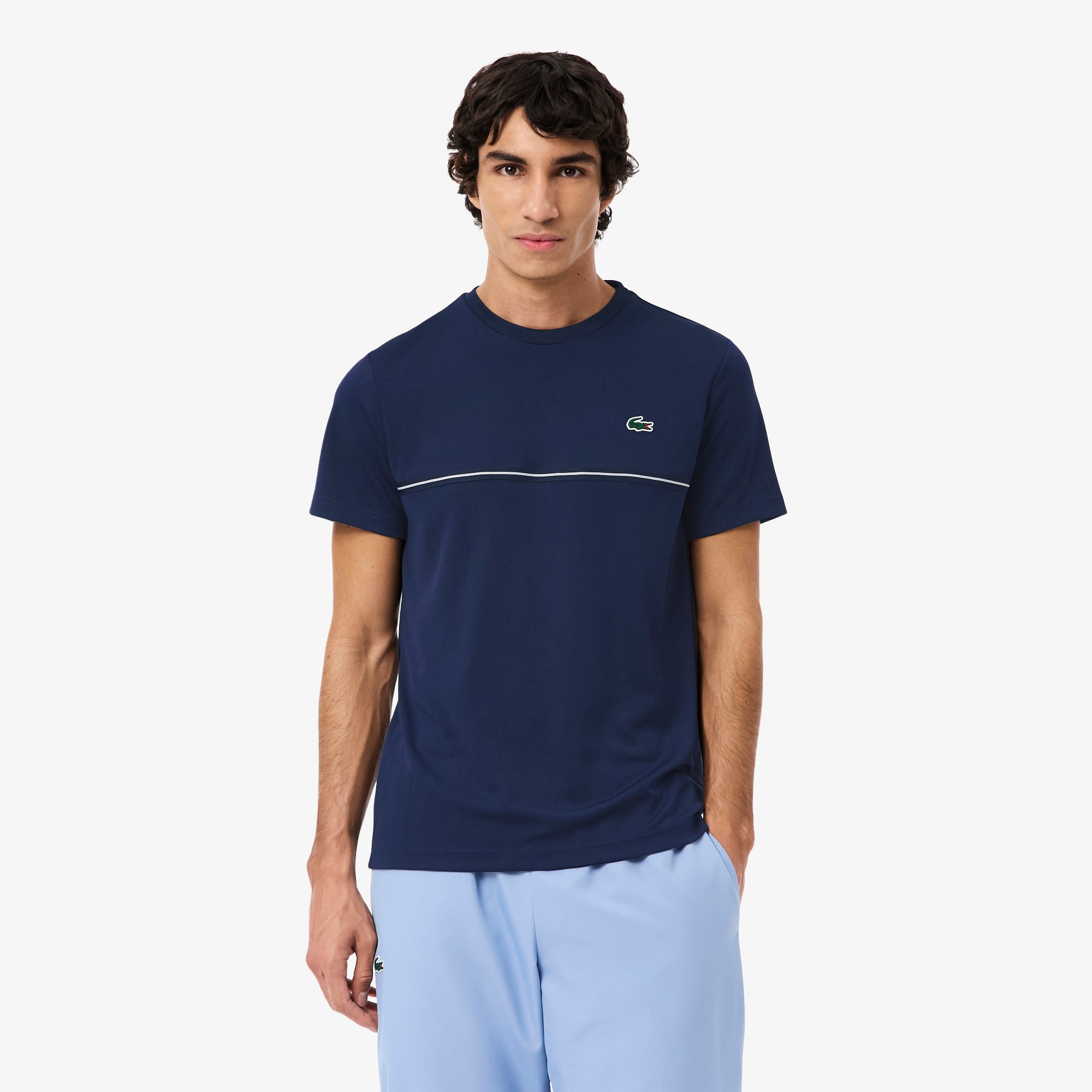Lacoste SPORT Erkek Regular Fit Bisiklet Yaka Baskılı Lacivert T-Shirt