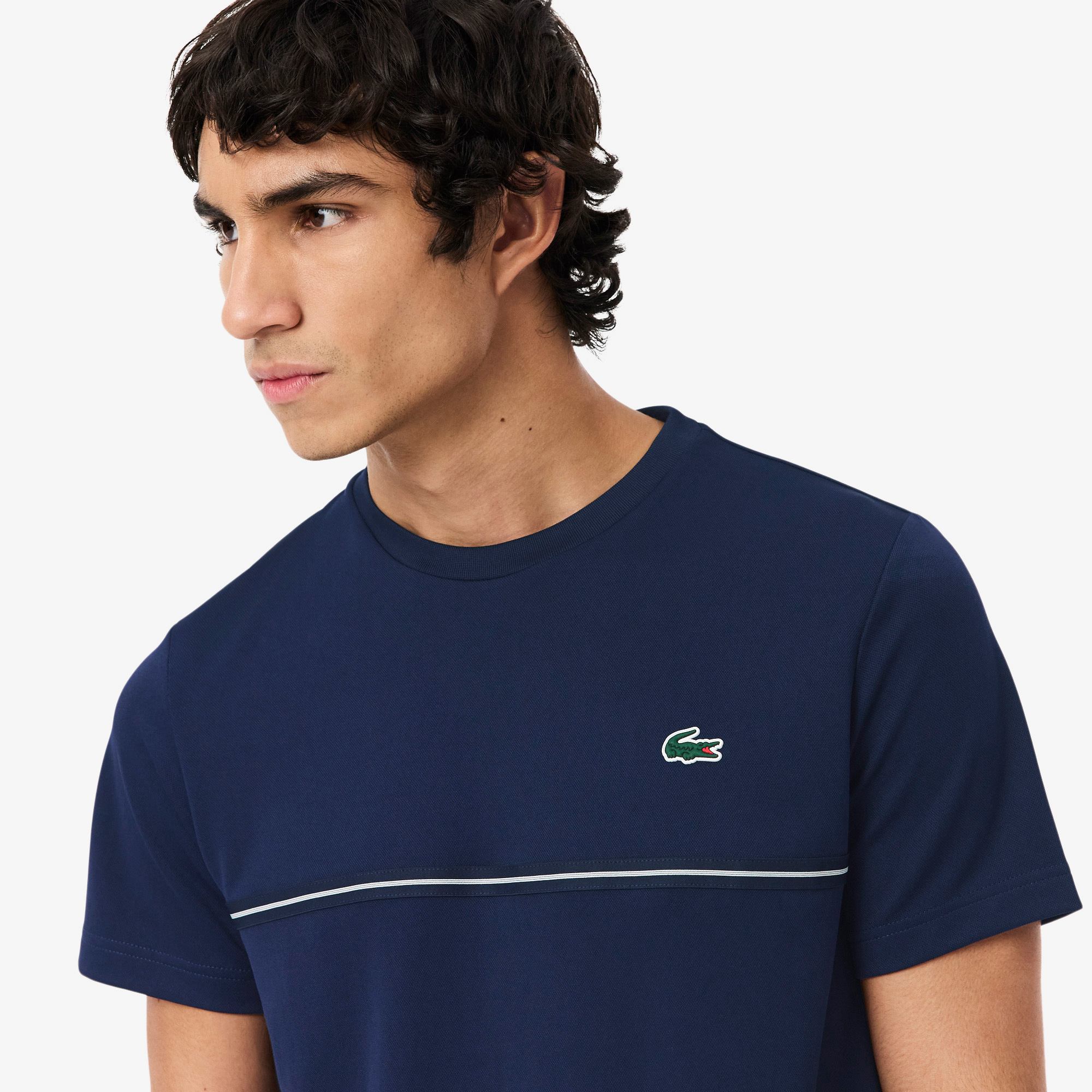 Lacoste SPORT Erkek Regular Fit Bisiklet Yaka Baskılı Lacivert T-Shirt görsel 2