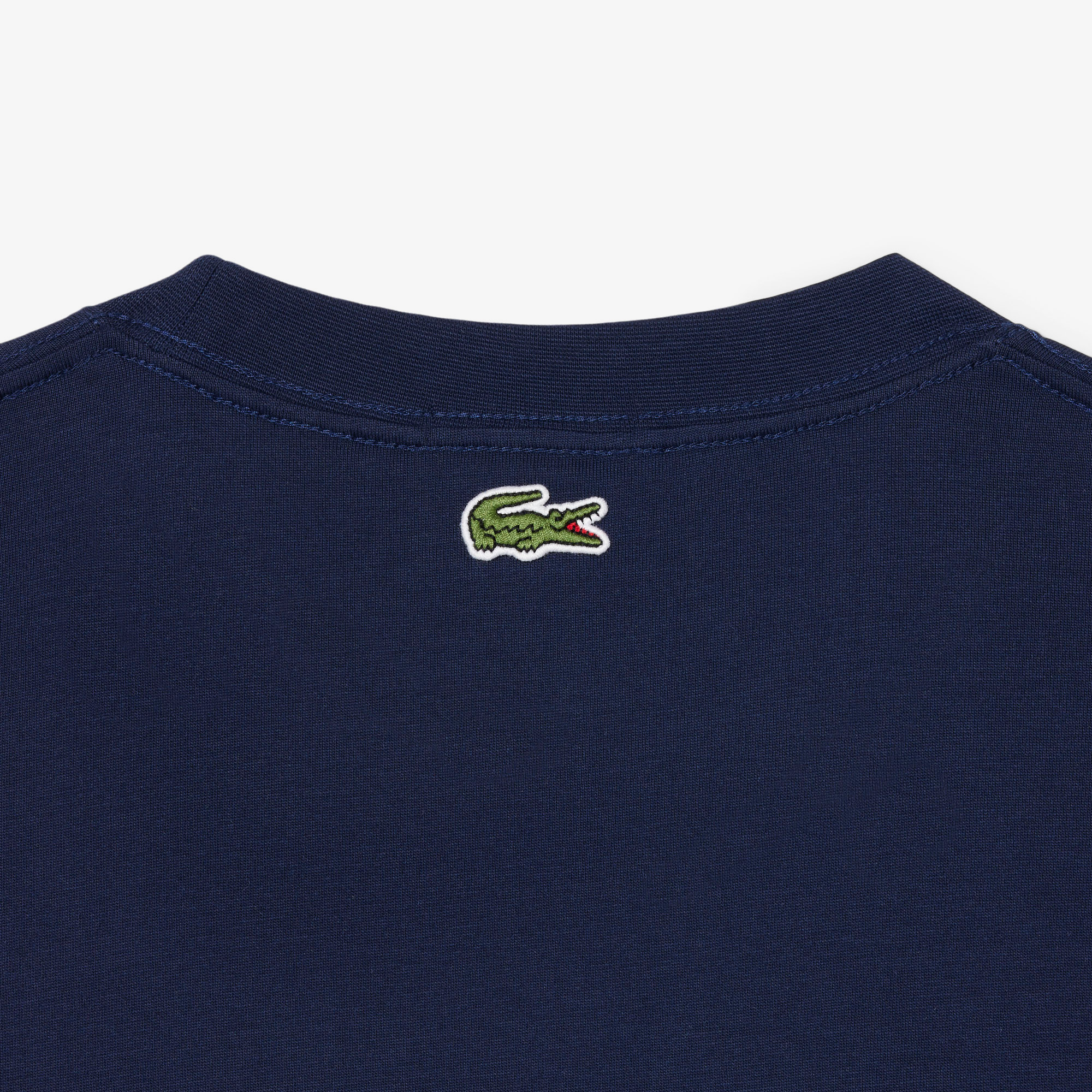 Lacoste Unisex Classic Fit Bisiklet Yaka Baskılı Lacivert T-Shirt görsel 7