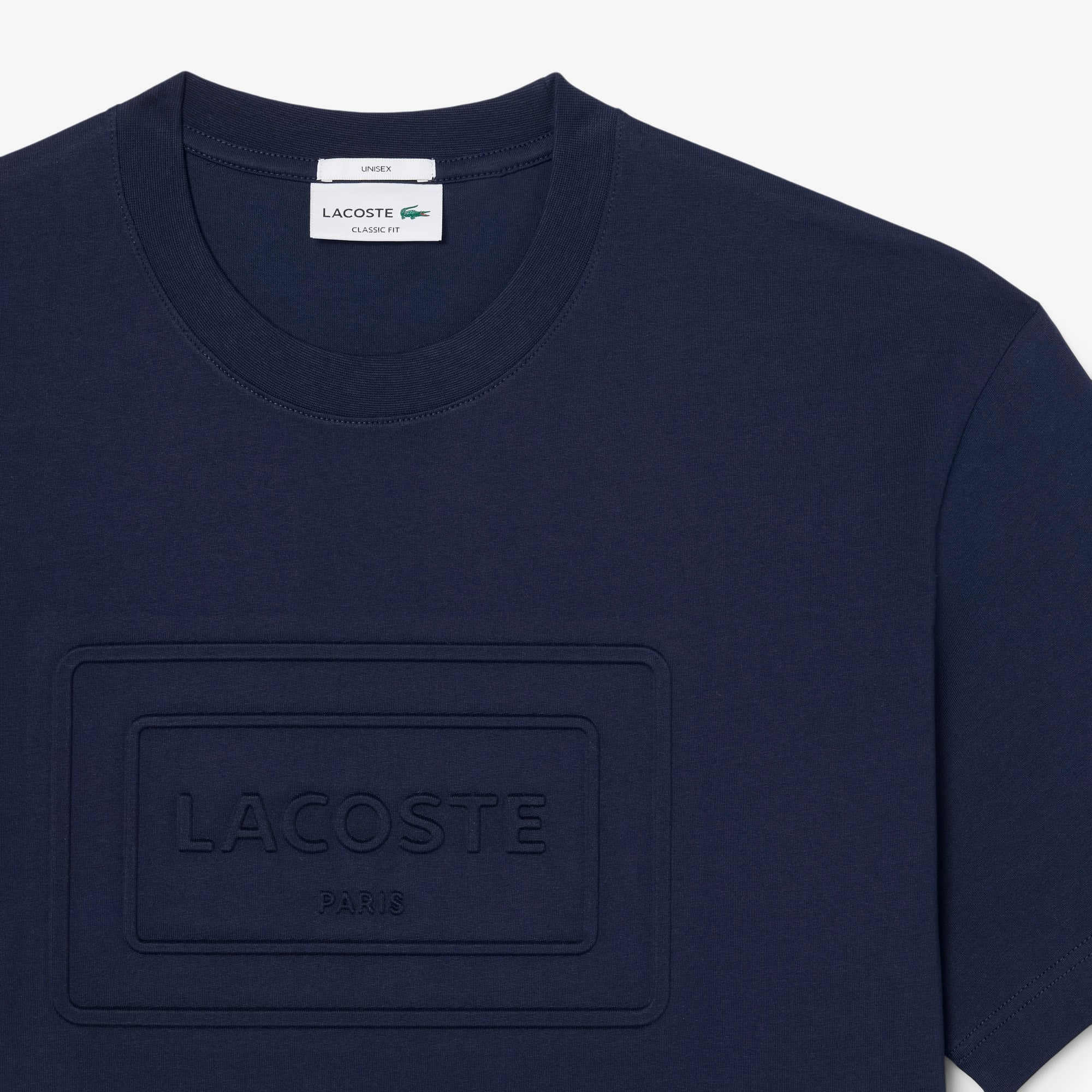 Lacoste Unisex Classic Fit Bisiklet Yaka Baskılı Lacivert T-Shirt görsel 6