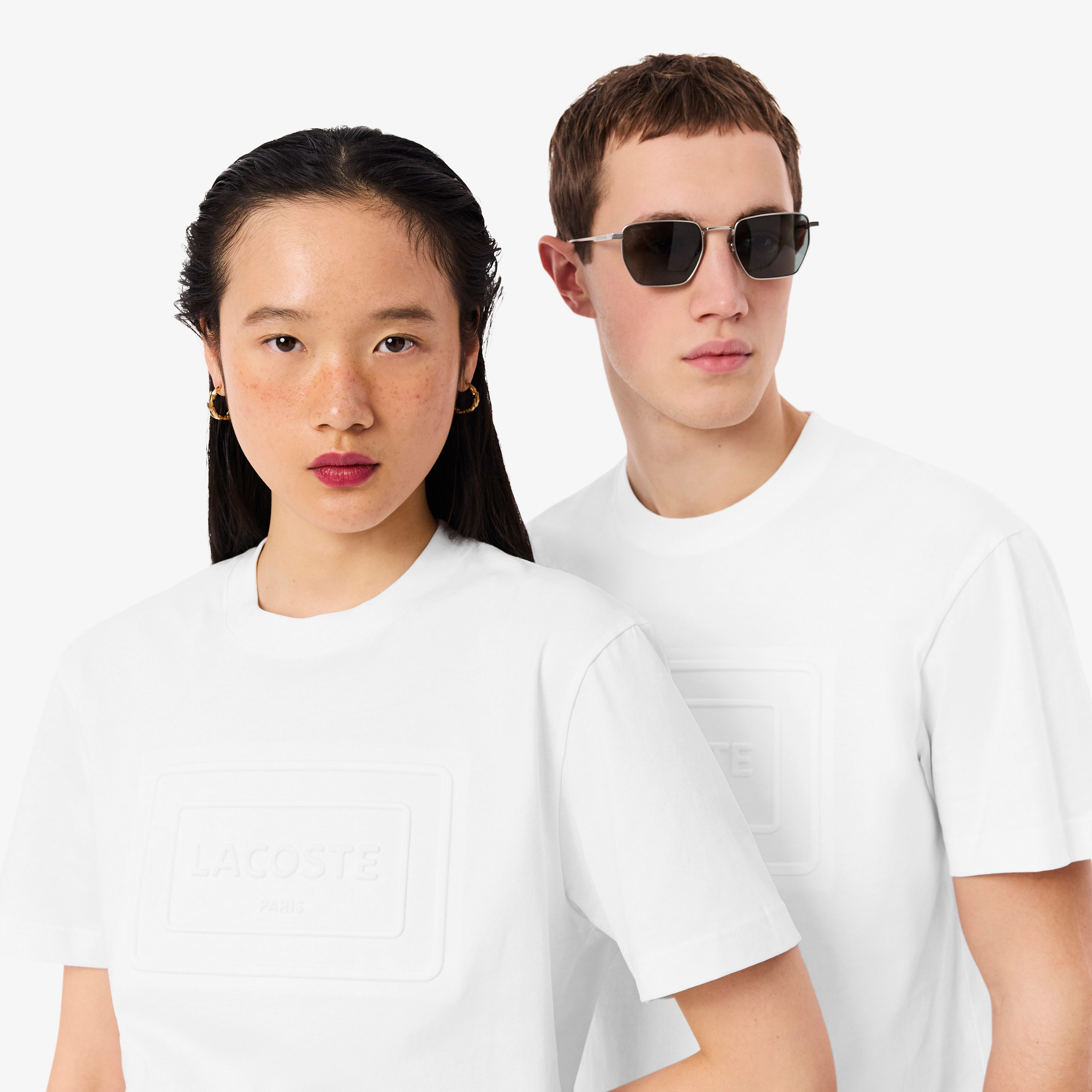 Lacoste Unisex Classic Fit Bisiklet Yaka Baskılı Beyaz T-Shirt görsel 2