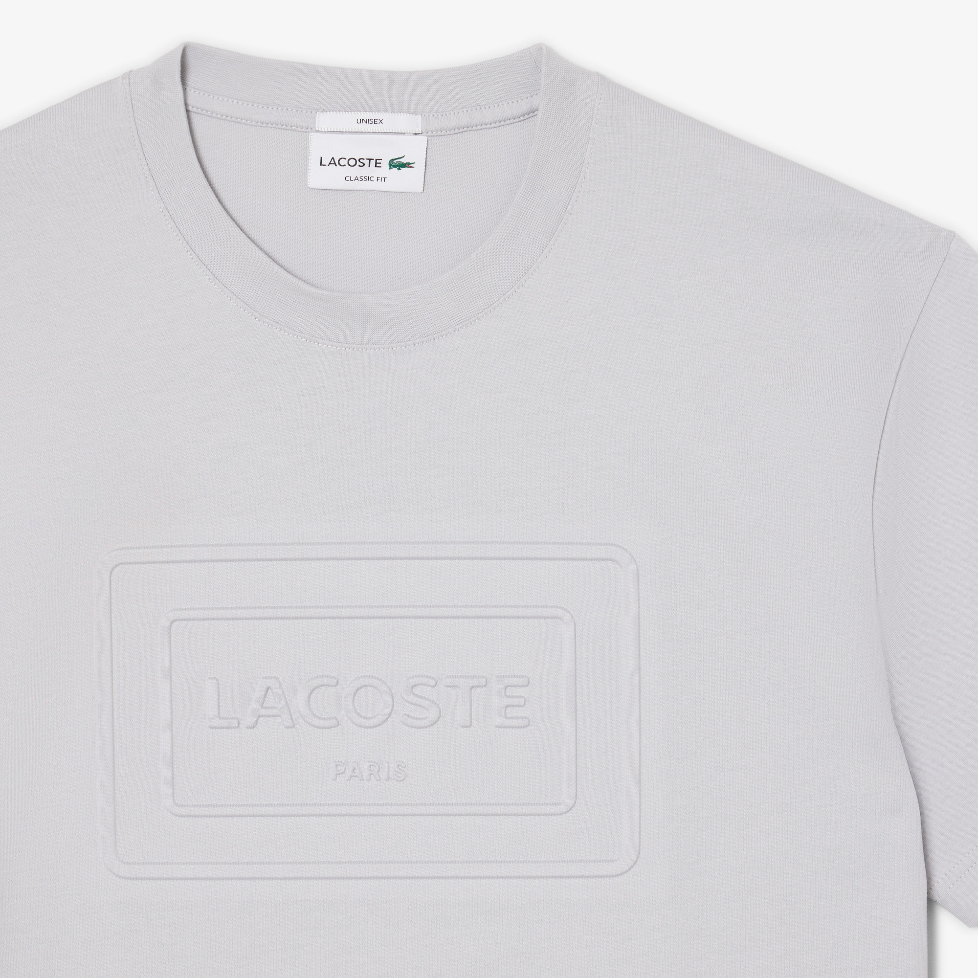 Lacoste Unisex Classic Fit Bisiklet Yaka Baskılı Gri T-Shirt görsel 6