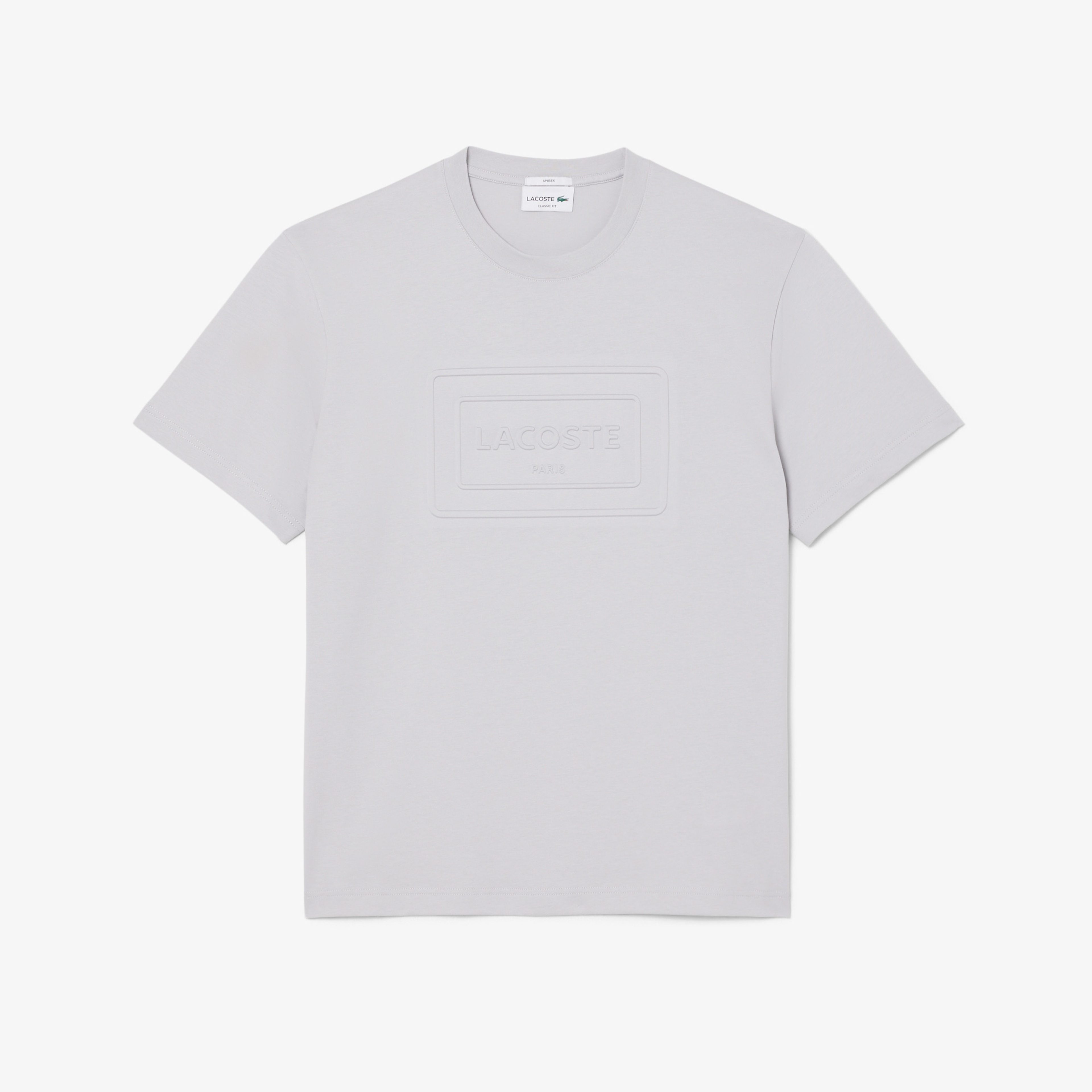 Unisex Classic Fit Bisiklet Yaka Baskılı Gri T-Shirt