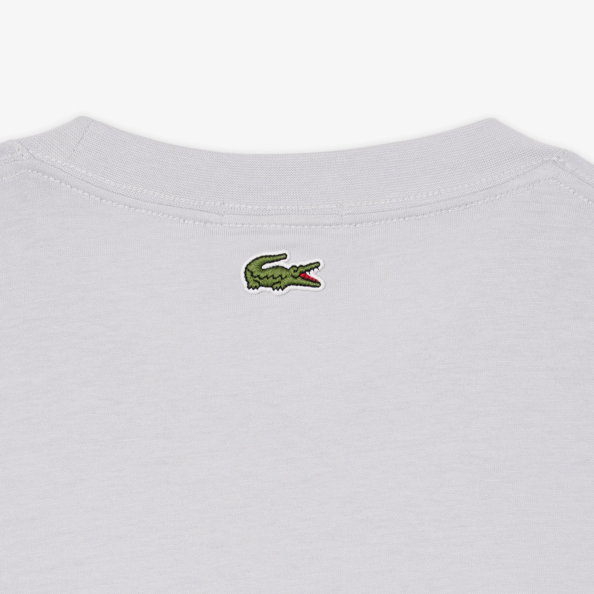 Unisex Classic Fit Bisiklet Yaka Baskılı Gri T-Shirt