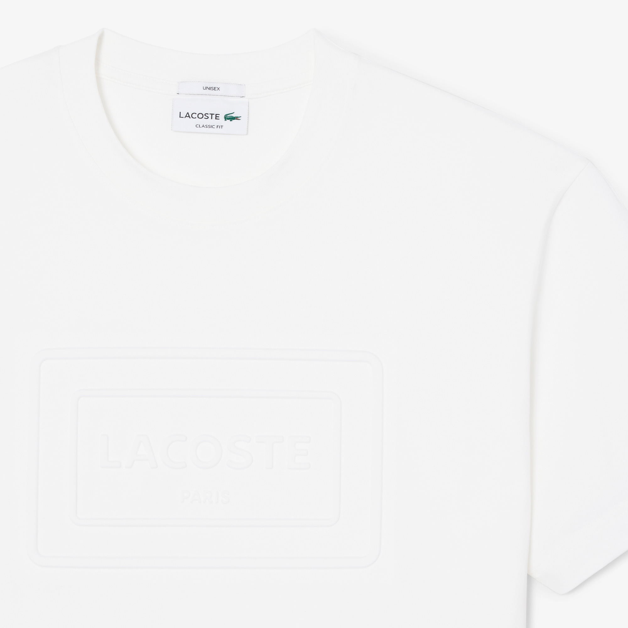 Lacoste Unisex Classic Fit Bisiklet Yaka Baskılı Beyaz T-Shirt görsel 6